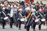 Remembrance Sunday at the Cenotaph 2015: The Band of the Royal Marines arrives at the Cenotaph. Image #27, 08 November 2015 10:17 Whitehall, London, UK