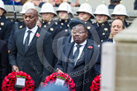 Remembrance Sunday at the Cenotaph 2015: The High Commissioner of Tanzania, the Deputy High Commissioner of Sierra Leone, and the High Commissioner of Cyprus with their wreaths at the Cenotaph. Image #110, 08 November 2015 10:57 Whitehall, London, UK
