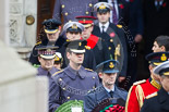 Remembrance Sunday at the Cenotaph 2015: The equerries, carrying the wreaths, leaving tge Foreign- and Commonwealth Office. Image #135, 08 November 2015 10:59 Whitehall, London, UK