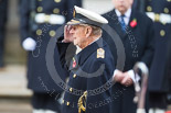 Remembrance Sunday at the Cenotaph 2015: HM The Duke of Edinburgh at the Cenotaph, saluting after laying his wreath. Image #188, 08 November 2015 11:04 Whitehall, London, UK