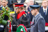 Remembrance Sunday at the Cenotaph 2015: HRH The Duke of Cambridge, HRH Prince Harry, and HRH The Duke of York walking with their wreaths towards the Cenotaph. Image #191, 08 November 2015 11:05 Whitehall, London, UK