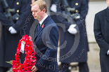 Remembrance Sunday at the Cenotaph 2015: The Leader of the Liberal Democrats, Tim Fallon, walking towards the Cenotaph with his wreath. Image #217, 08 November 2015 11:07 Whitehall, London, UK