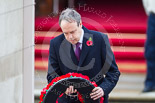 Remembrance Sunday at the Cenotaph 2015: The Westminster Democratic Unionist Party Leader, Nigel Dodds, about to lay his wreath at the Cenotaph. Image #220, 08 November 2015 11:08 Whitehall, London, UK