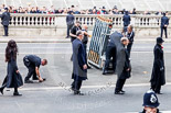 Remembrance Sunday at the Cenotaph 2015: The barriers that will come up around the Cenotaph are move to Whitehall. Image #372, 08 November 2015 12:38 Whitehall, London, UK