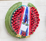 Remembrance Sunday at the Cenotaph 2015: The wreath laid by HM The King of the Netherlands, Willam Alexander:
"In remembrance of the British men and women who gave their lives for our freedom. The Kingdom of the Netherlands will be forever grateful for the British role in its liberation. William R". Image #376, 08 November 2015 12:42 Whitehall, London, UK