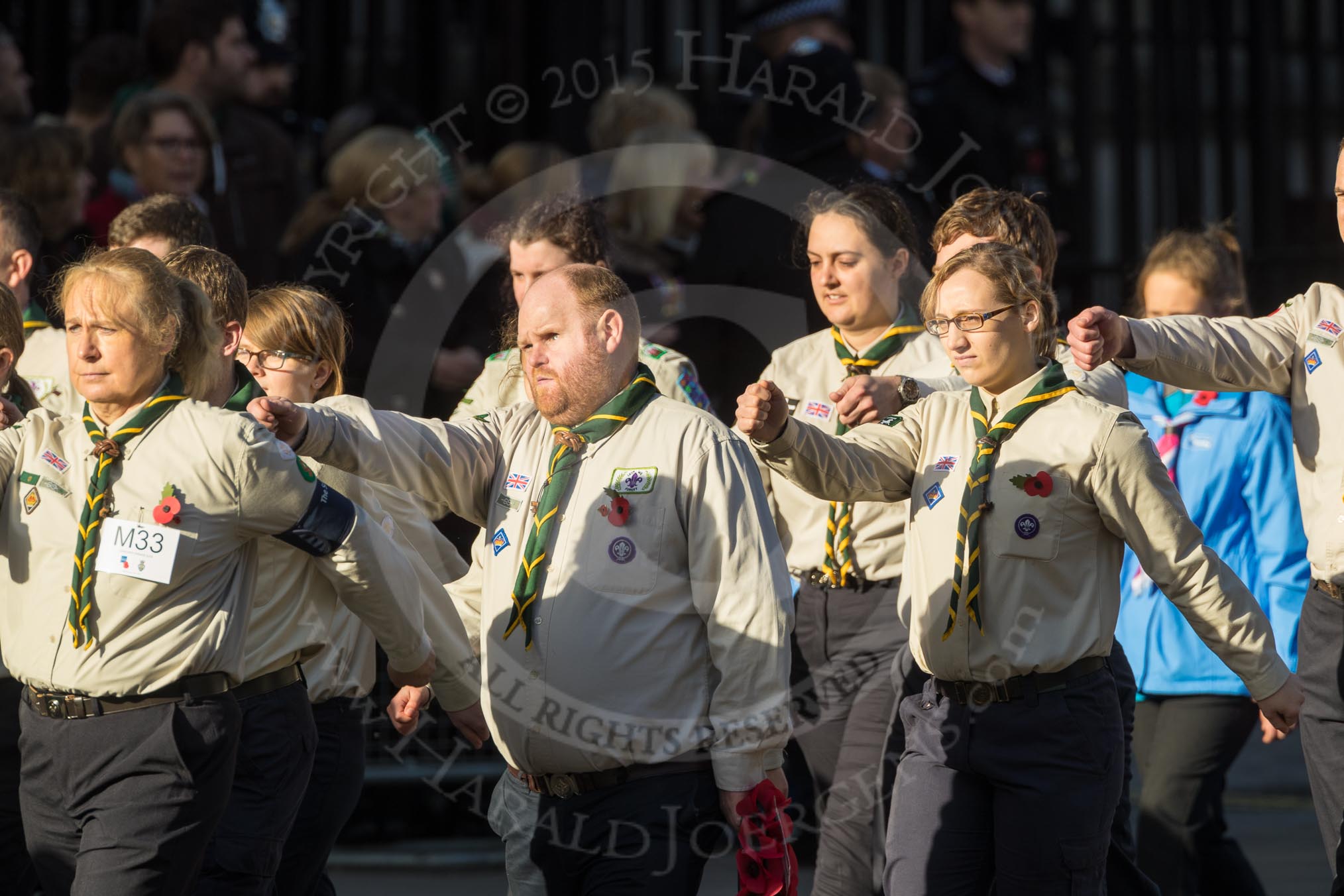 March Past, Remembrance Sunday at the Cenotaph 2016: M33 Scout Association.
Cenotaph, Whitehall, London SW1,
London,
Greater London,
United Kingdom,
on 13 November 2016 at 13:18, image #2848