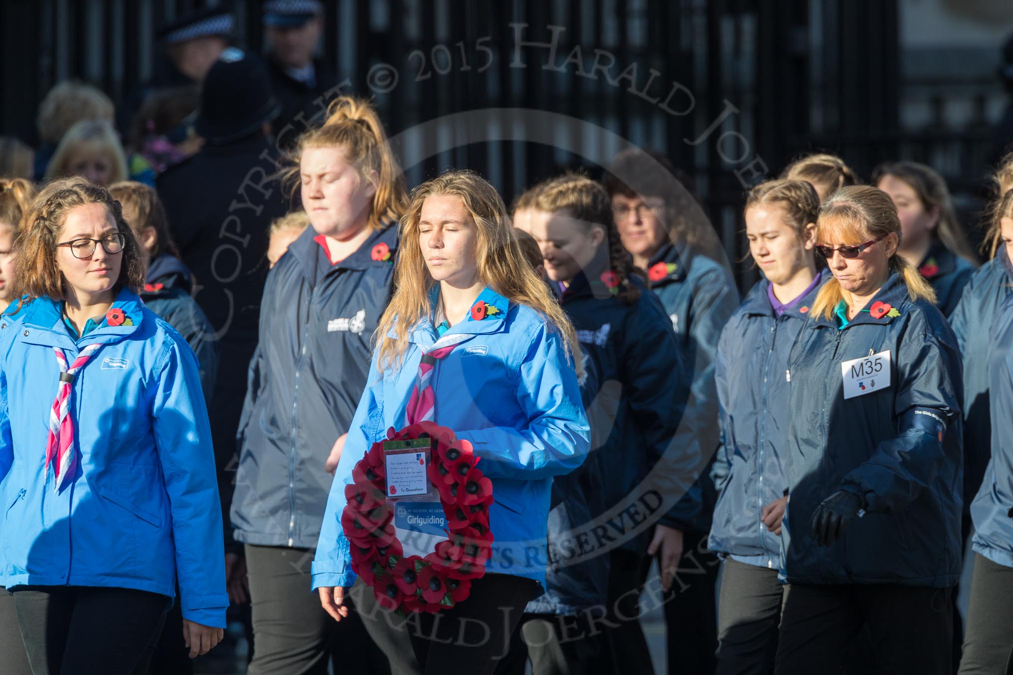 March Past, Remembrance Sunday at the Cenotaph 2016: M35 Girls Brigade England & Wales.
Cenotaph, Whitehall, London SW1,
London,
Greater London,
United Kingdom,
on 13 November 2016 at 13:18, image #2864