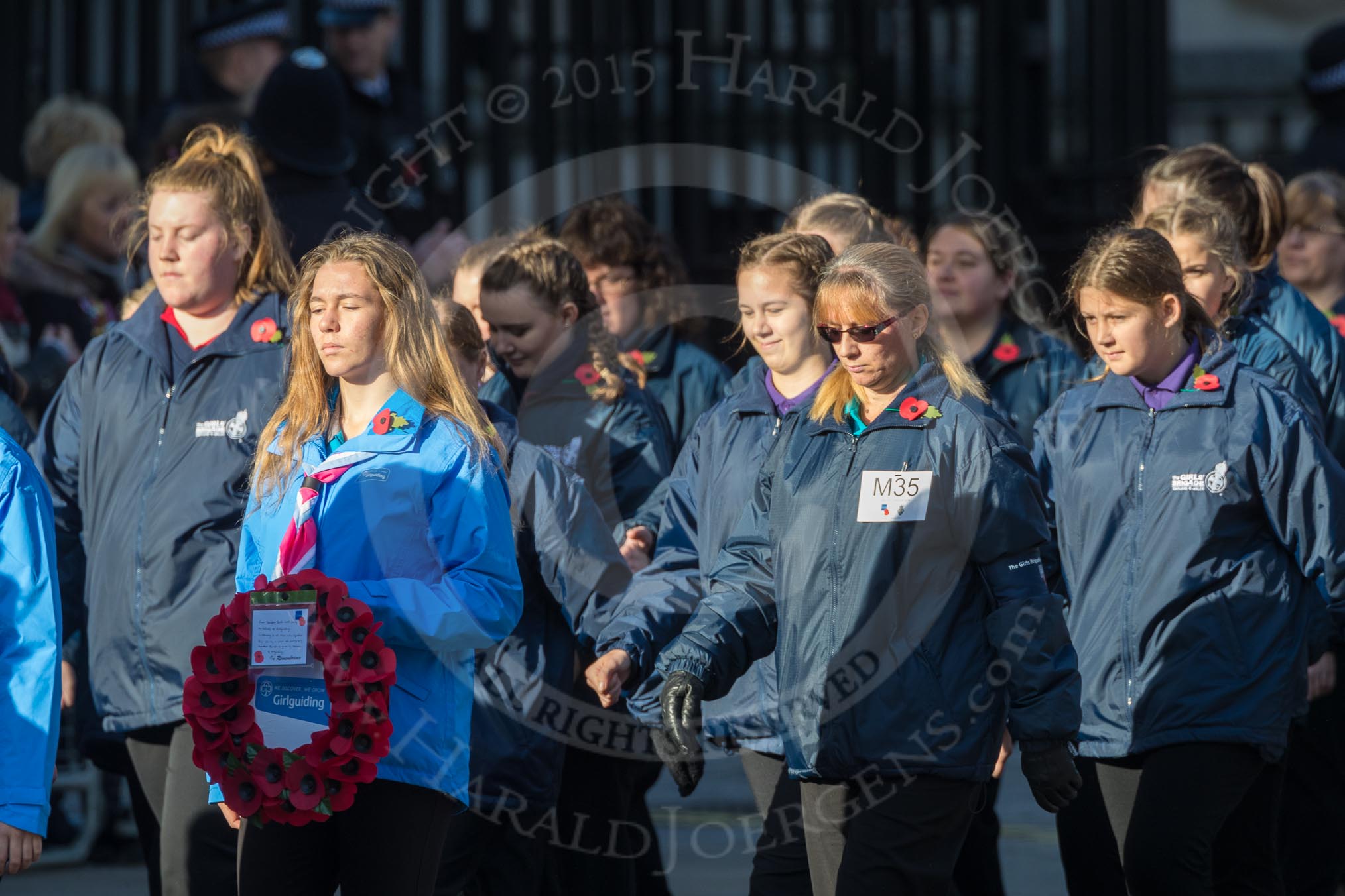 March Past, Remembrance Sunday at the Cenotaph 2016: M35 Girls Brigade England & Wales.
Cenotaph, Whitehall, London SW1,
London,
Greater London,
United Kingdom,
on 13 November 2016 at 13:18, image #2866