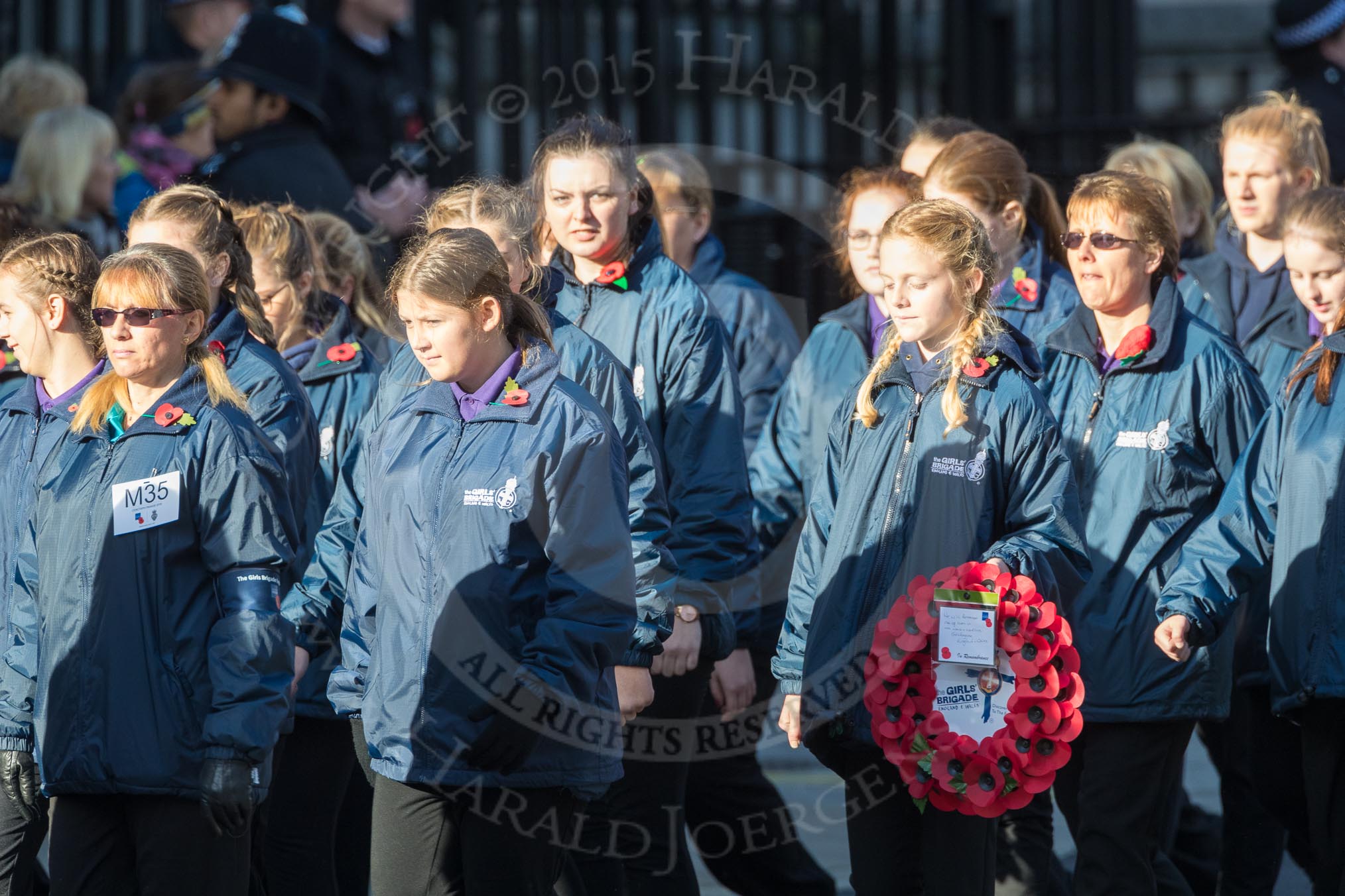 March Past, Remembrance Sunday at the Cenotaph 2016: M35 Girls Brigade England & Wales.
Cenotaph, Whitehall, London SW1,
London,
Greater London,
United Kingdom,
on 13 November 2016 at 13:18, image #2870