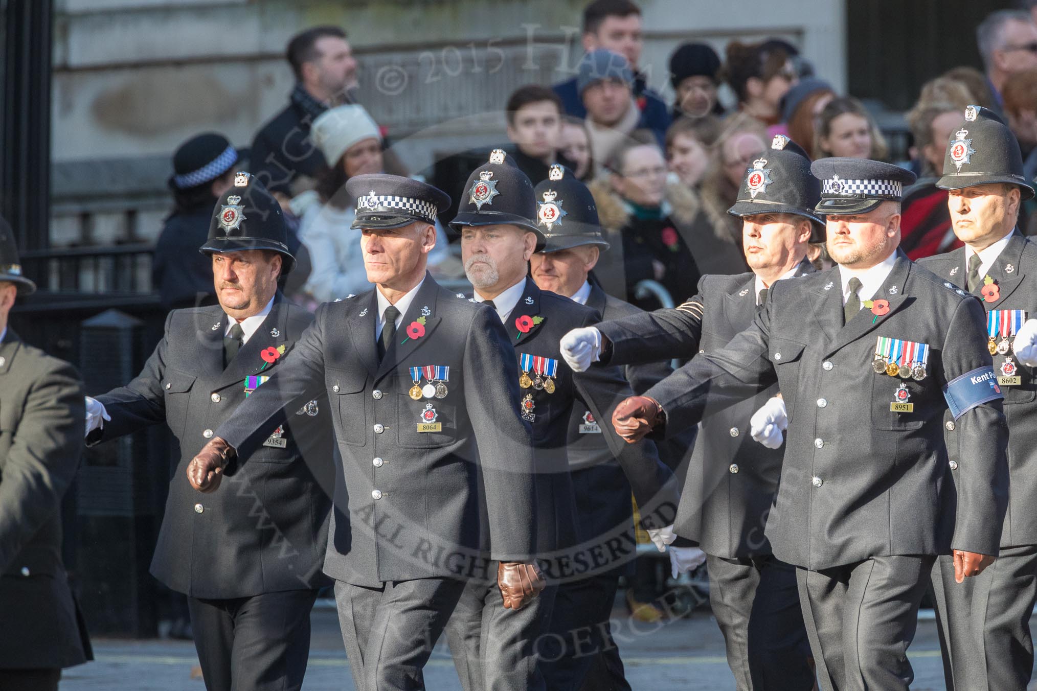 March Past, Remembrance Sunday at the Cenotaph 2016: M39 Kent Police.
Cenotaph, Whitehall, London SW1,
London,
Greater London,
United Kingdom,
on 13 November 2016 at 13:19, image #2926