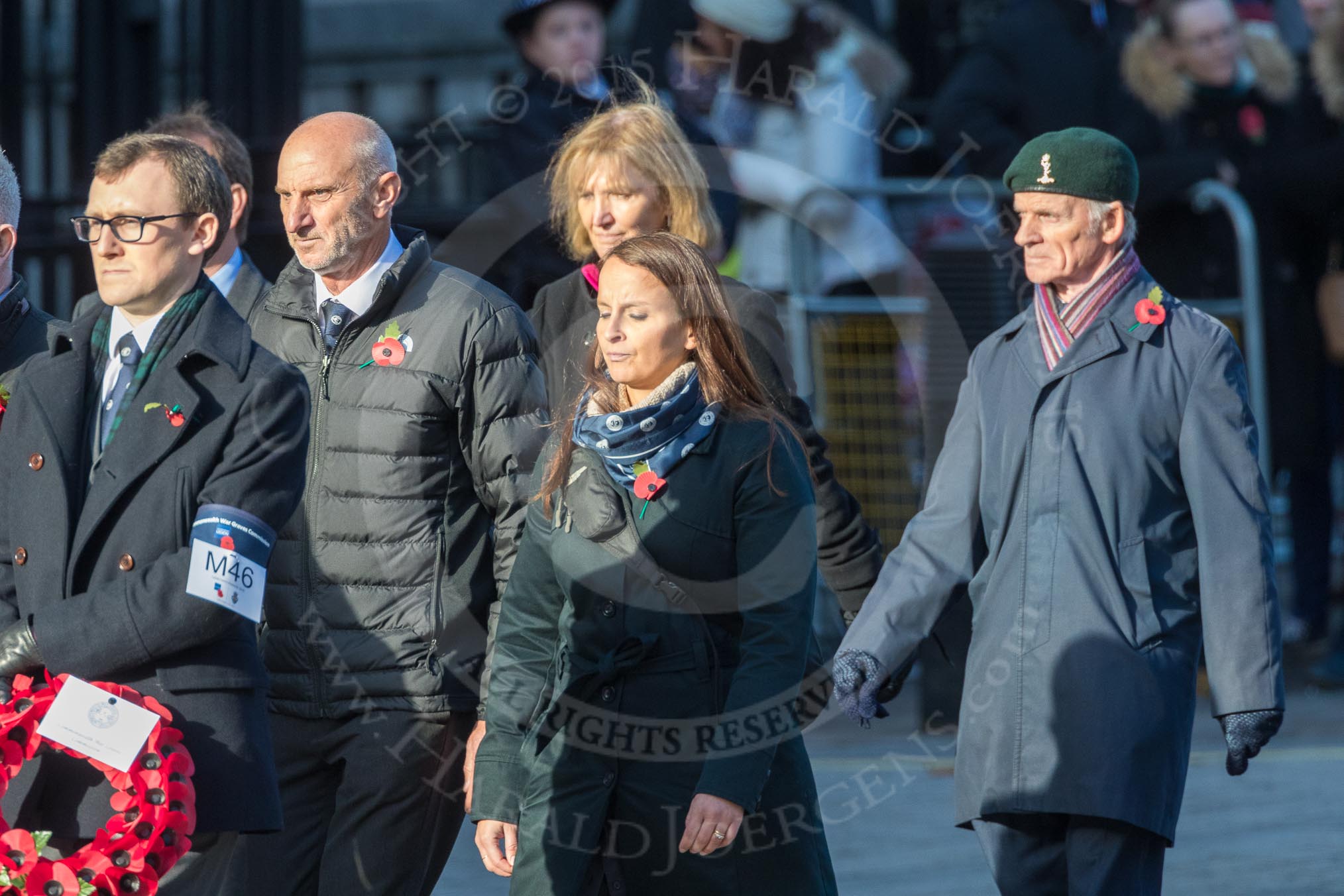 March Past, Remembrance Sunday at the Cenotaph 2016: M46 Commonwealth War Graves Commission.
Cenotaph, Whitehall, London SW1,
London,
Greater London,
United Kingdom,
on 13 November 2016 at 13:20, image #3004