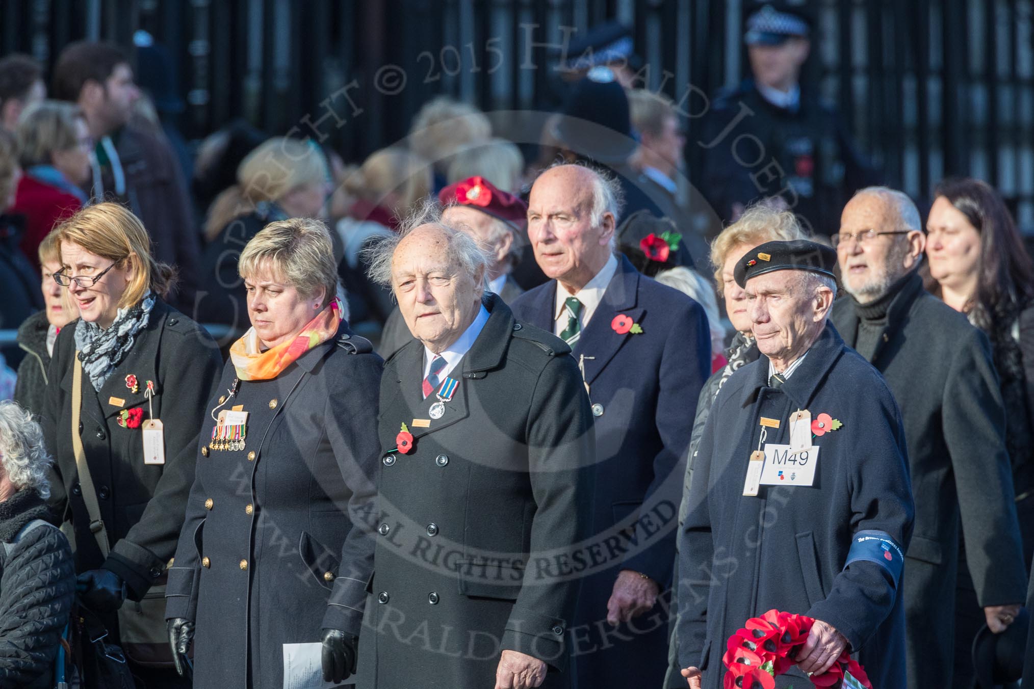March Past, Remembrance Sunday at the Cenotaph 2016: M49 The British Evacuees Association.
Cenotaph, Whitehall, London SW1,
London,
Greater London,
United Kingdom,
on 13 November 2016 at 13:20, image #3017