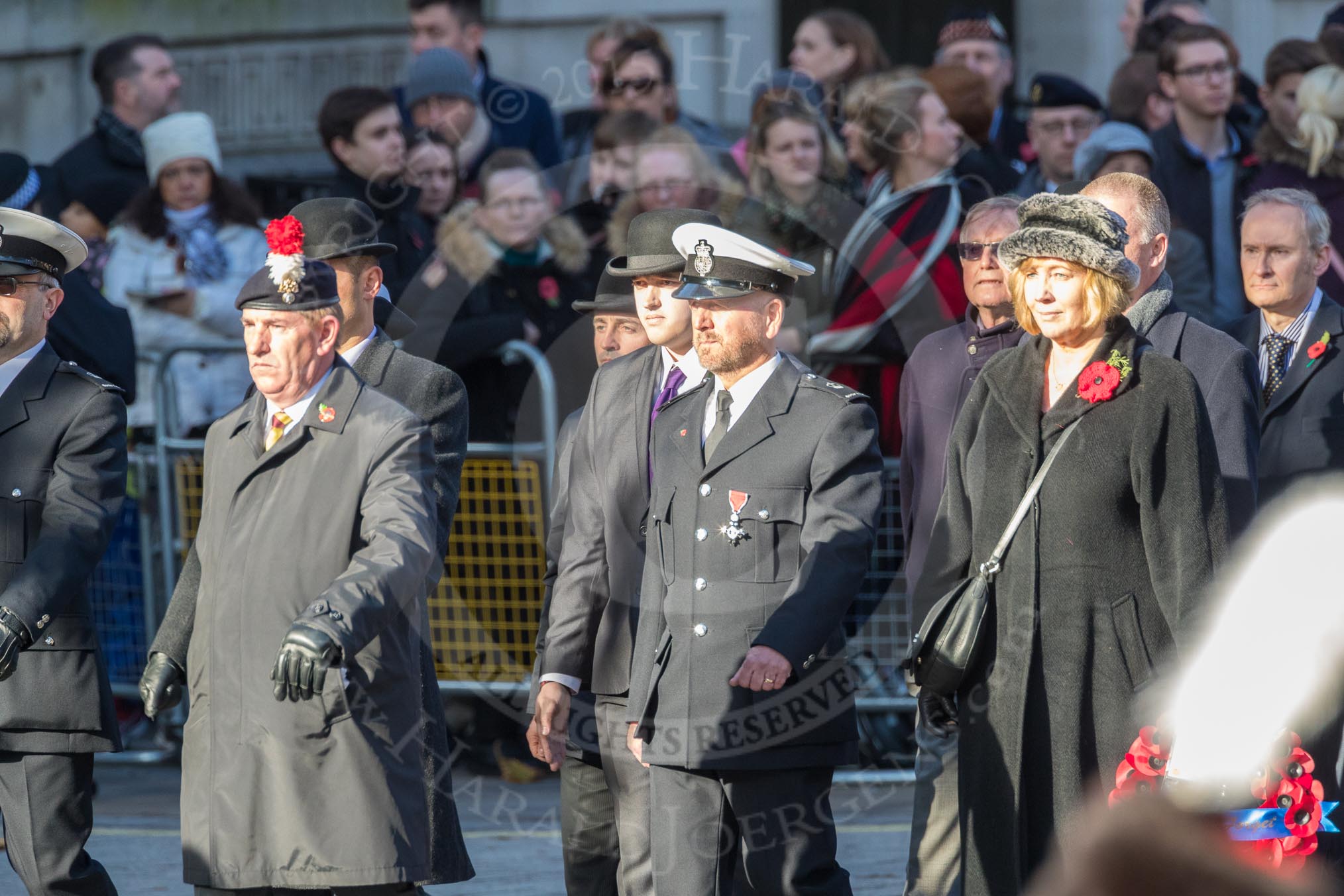 March Past, Remembrance Sunday at the Cenotaph 2016: M52 Munitions Workers Association.
Cenotaph, Whitehall, London SW1,
London,
Greater London,
United Kingdom,
on 13 November 2016 at 13:20, image #3059