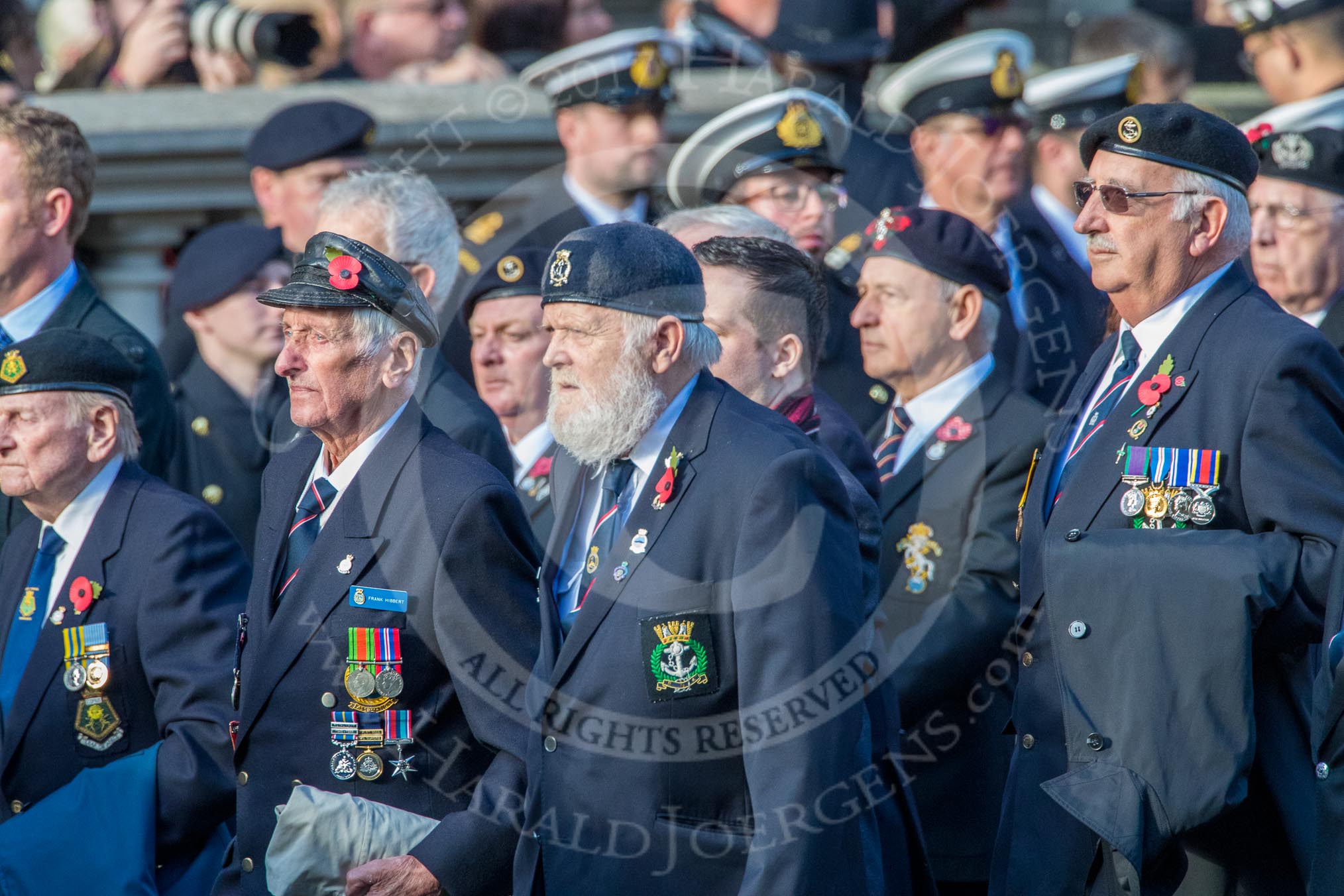 Royal Naval Association  (Group E1, 94 members) during the Royal British Legion March Past on Remembrance Sunday at the Cenotaph, Whitehall, Westminster, London, 11 November 2018, 11:41.