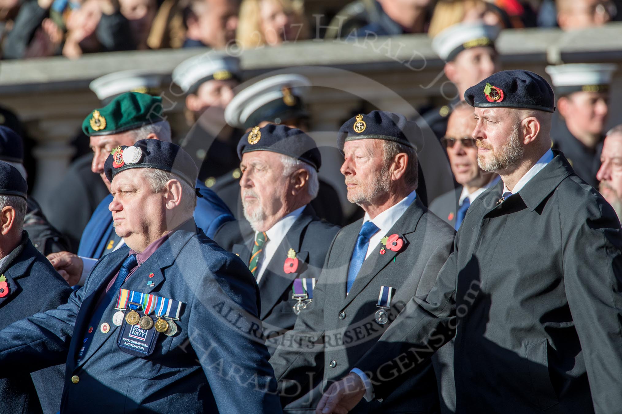 Royal Navy Photographers Association  (Part of the Fly Navy Federation conti (Group E13, 23 members) during the Royal British Legion March Past on Remembrance Sunday at the Cenotaph, Whitehall, Westminster, London, 11 November 2018, 11:43.