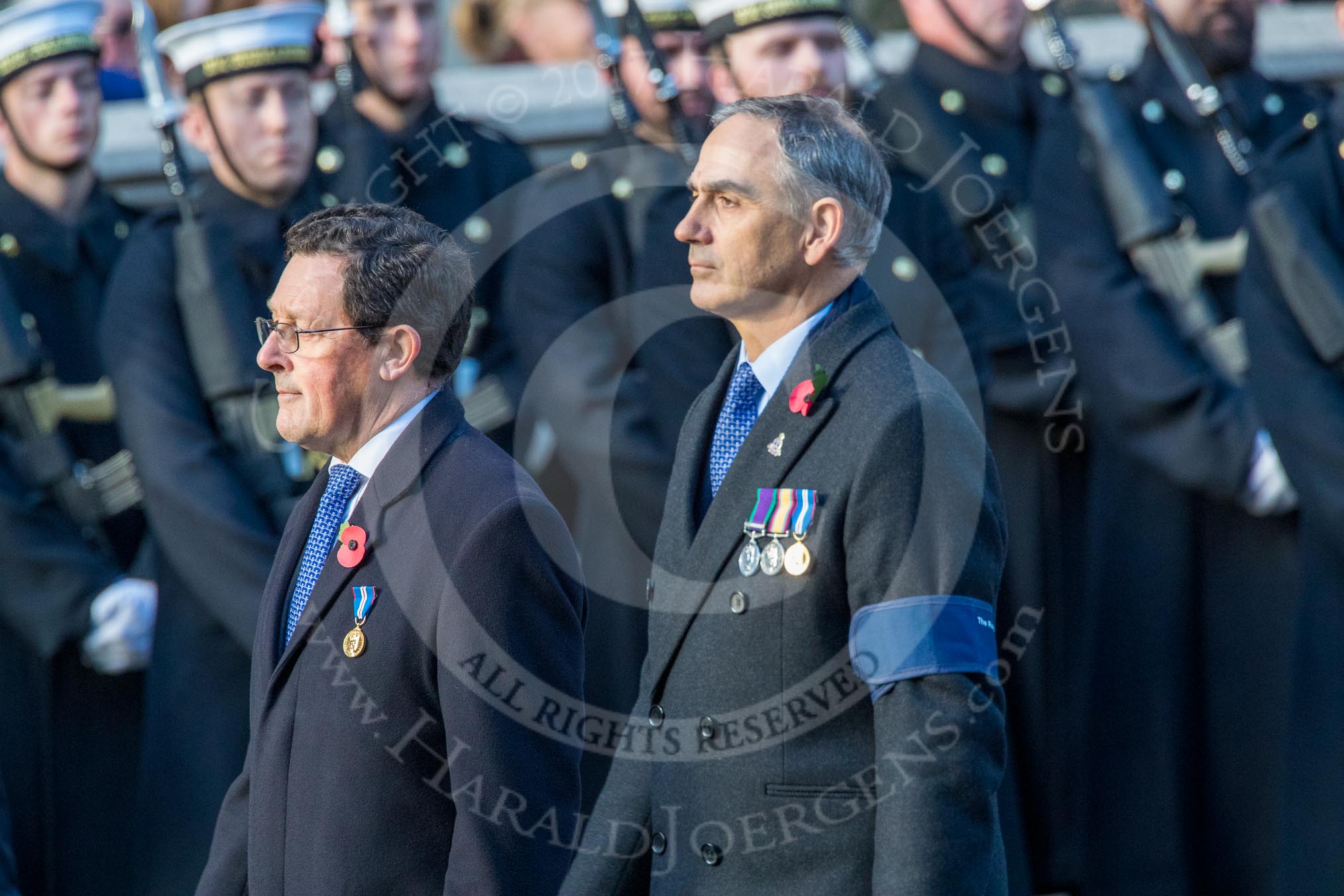 Royal Naval Medical Branch Ratings and Sick Berth Staff Association   (Group E35, 24 members) during the Royal British Legion March Past on Remembrance Sunday at the Cenotaph, Whitehall, Westminster, London, 11 November 2018, 11:45.