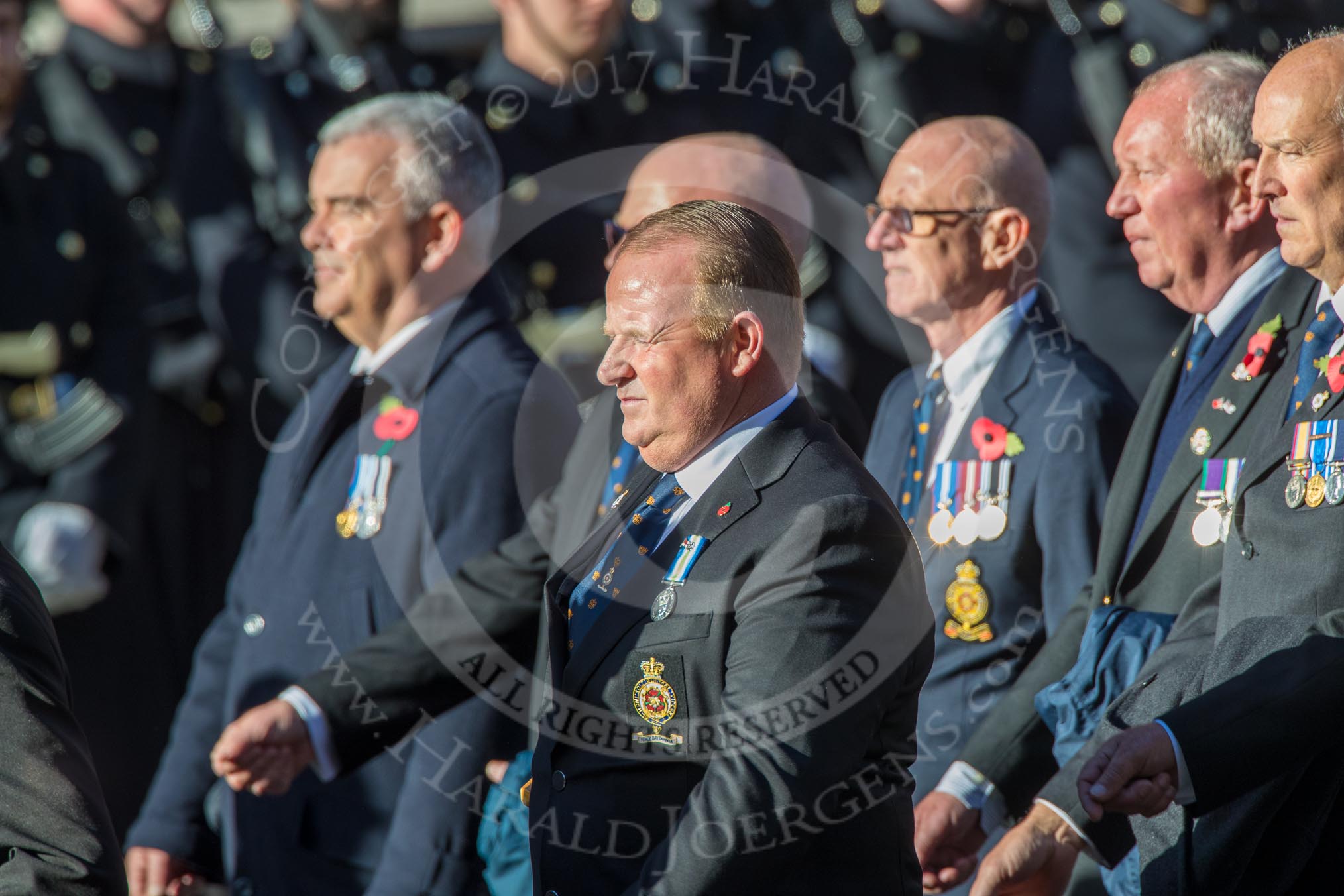Association  OF Royal Yachtsmen (Group E39, 32 members) during the Royal British Legion March Past on Remembrance Sunday at the Cenotaph, Whitehall, Westminster, London, 11 November 2018, 11:46.
