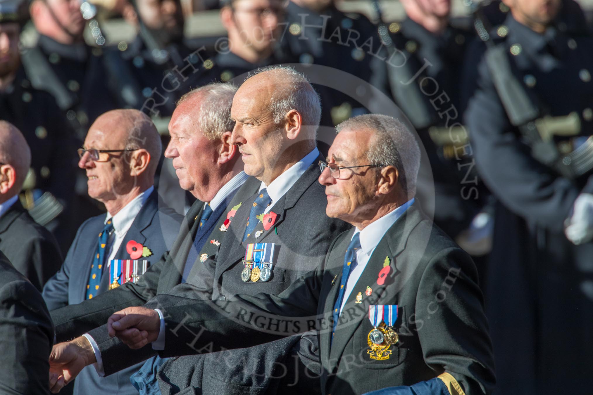 Association  OF Royal Yachtsmen (Group E39, 32 members) during the Royal British Legion March Past on Remembrance Sunday at the Cenotaph, Whitehall, Westminster, London, 11 November 2018, 11:46.