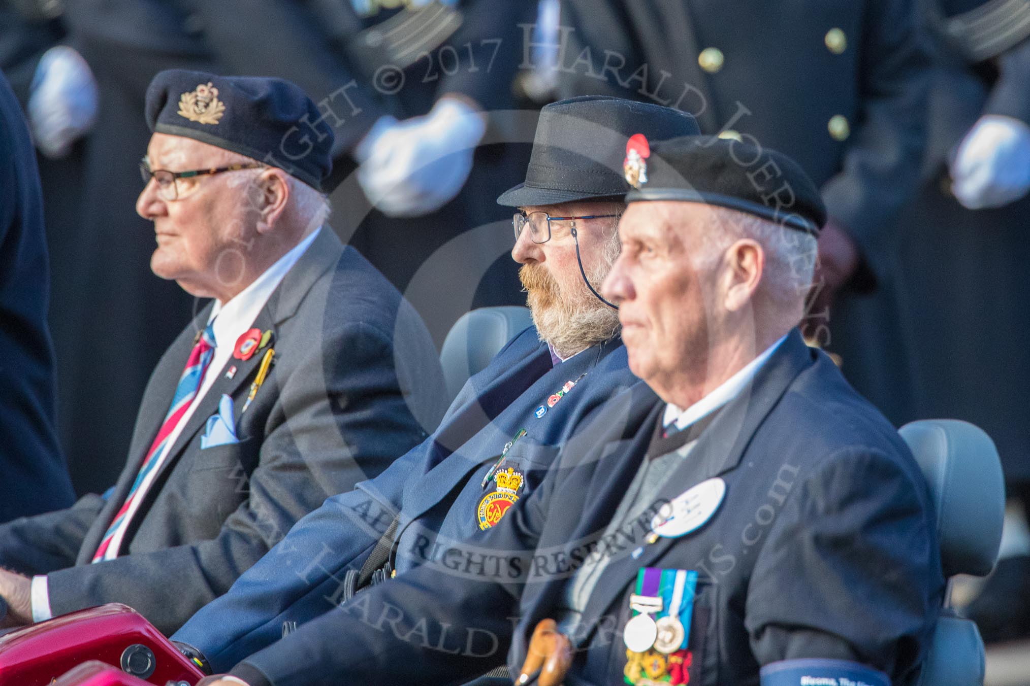 Blesma, The Limbless Veterans (Group AA1, 55 members) during the Royal British Legion March Past on Remembrance Sunday at the Cenotaph, Whitehall, Westminster, London, 11 November 2018, 11:47.