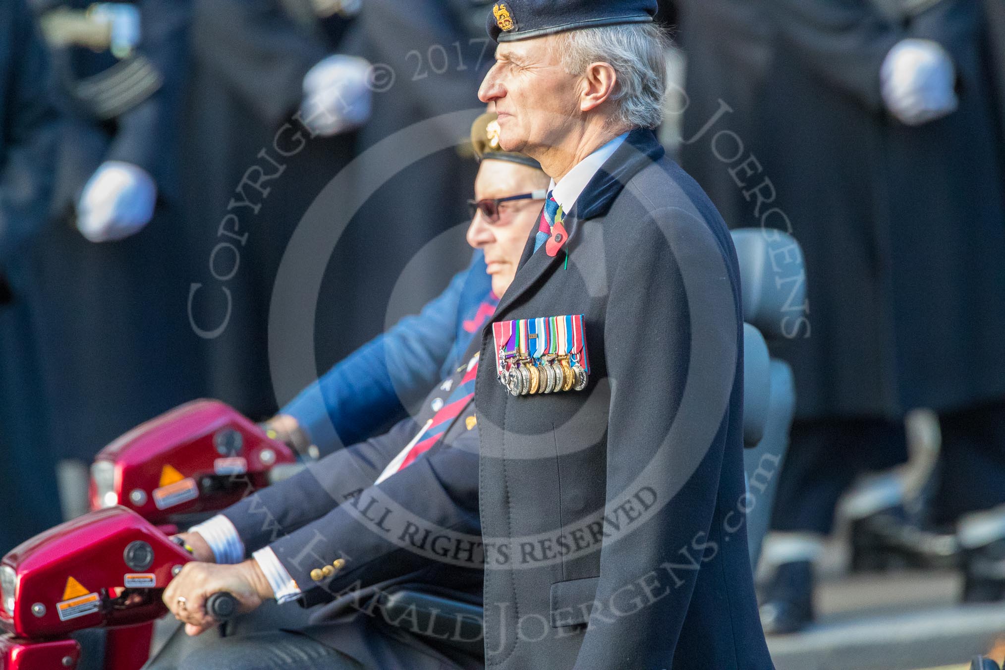 Blesma, The Limbless Veterans (Group AA1, 55 members) during the Royal British Legion March Past on Remembrance Sunday at the Cenotaph, Whitehall, Westminster, London, 11 November 2018, 11:48.