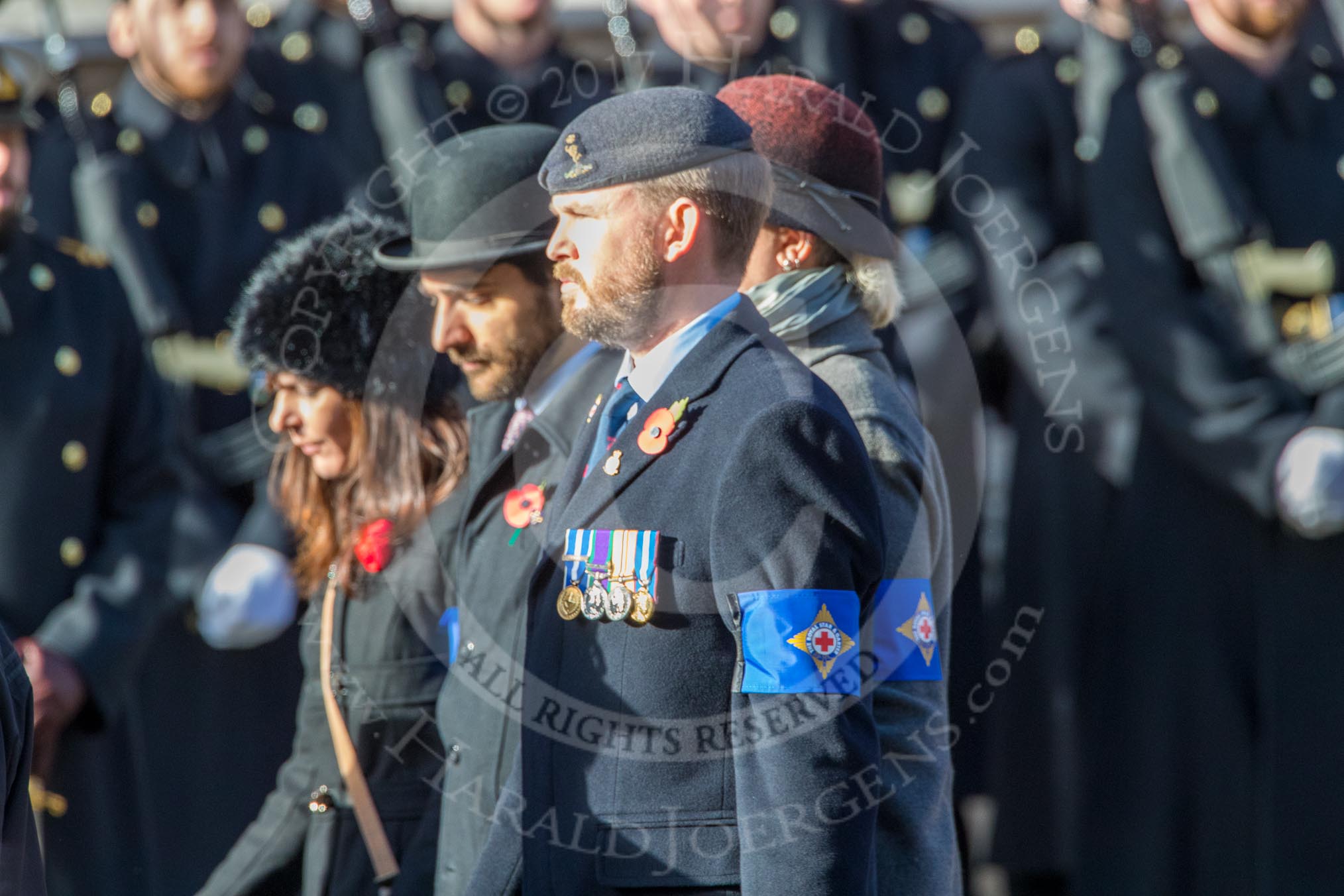 The Royal Star and Garter (Group AA5, 20 members) during the Royal British Legion March Past on Remembrance Sunday at the Cenotaph, Whitehall, Westminster, London, 11 November 2018, 11:49.