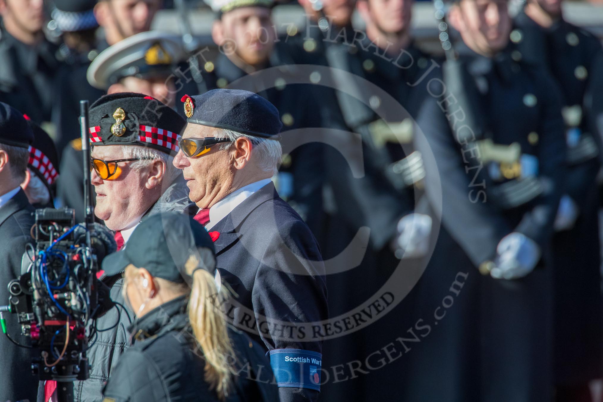 Scottish War Blinded (Group AA8, 21 members) during the Royal British Legion March Past on Remembrance Sunday at the Cenotaph, Whitehall, Westminster, London, 11 November 2018, 11:49.