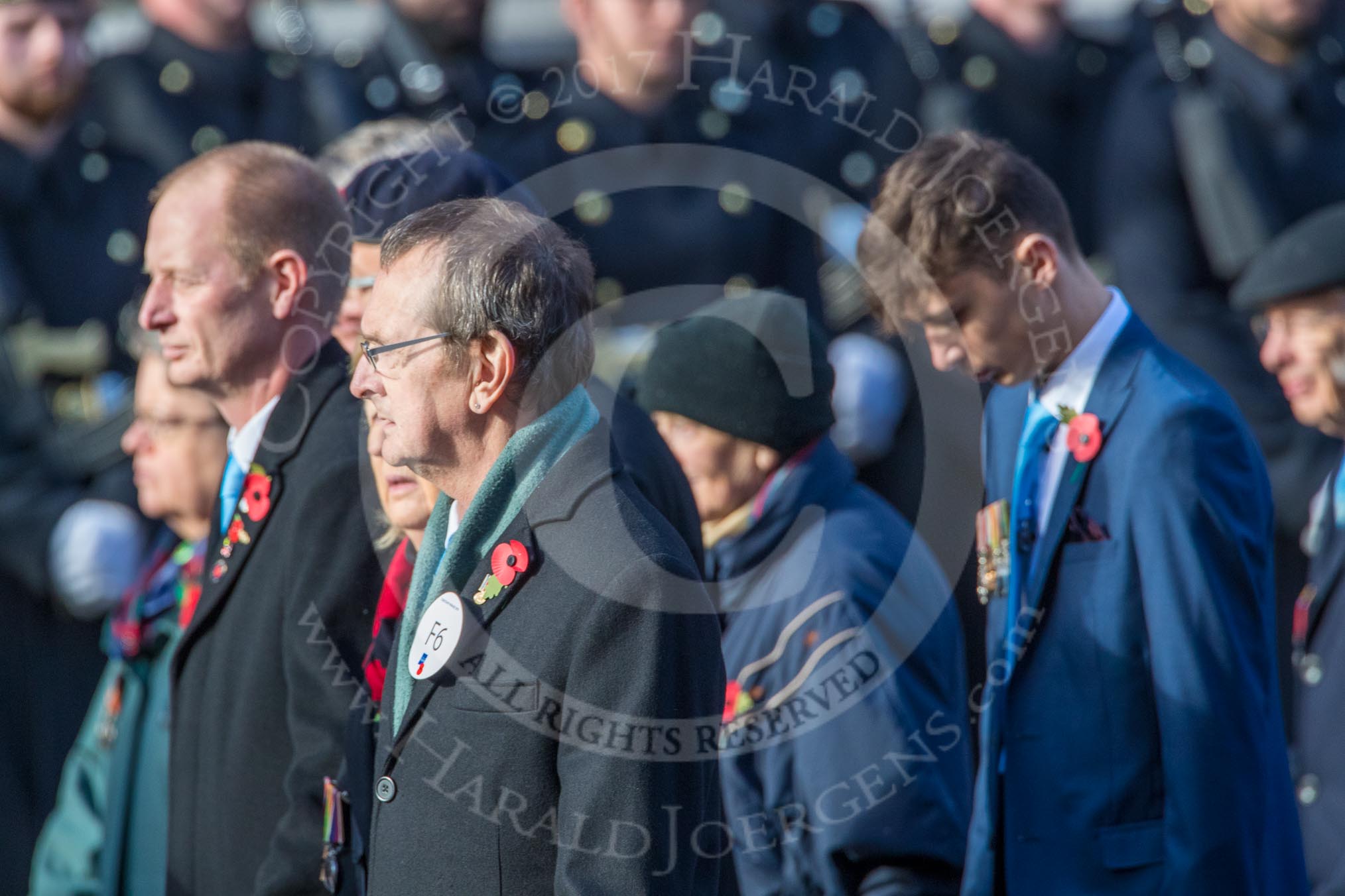 The Monte Cassino Society (Group F6, 29 members) during the Royal British Legion March Past on Remembrance Sunday at the Cenotaph, Whitehall, Westminster, London, 11 November 2018, 11:50.