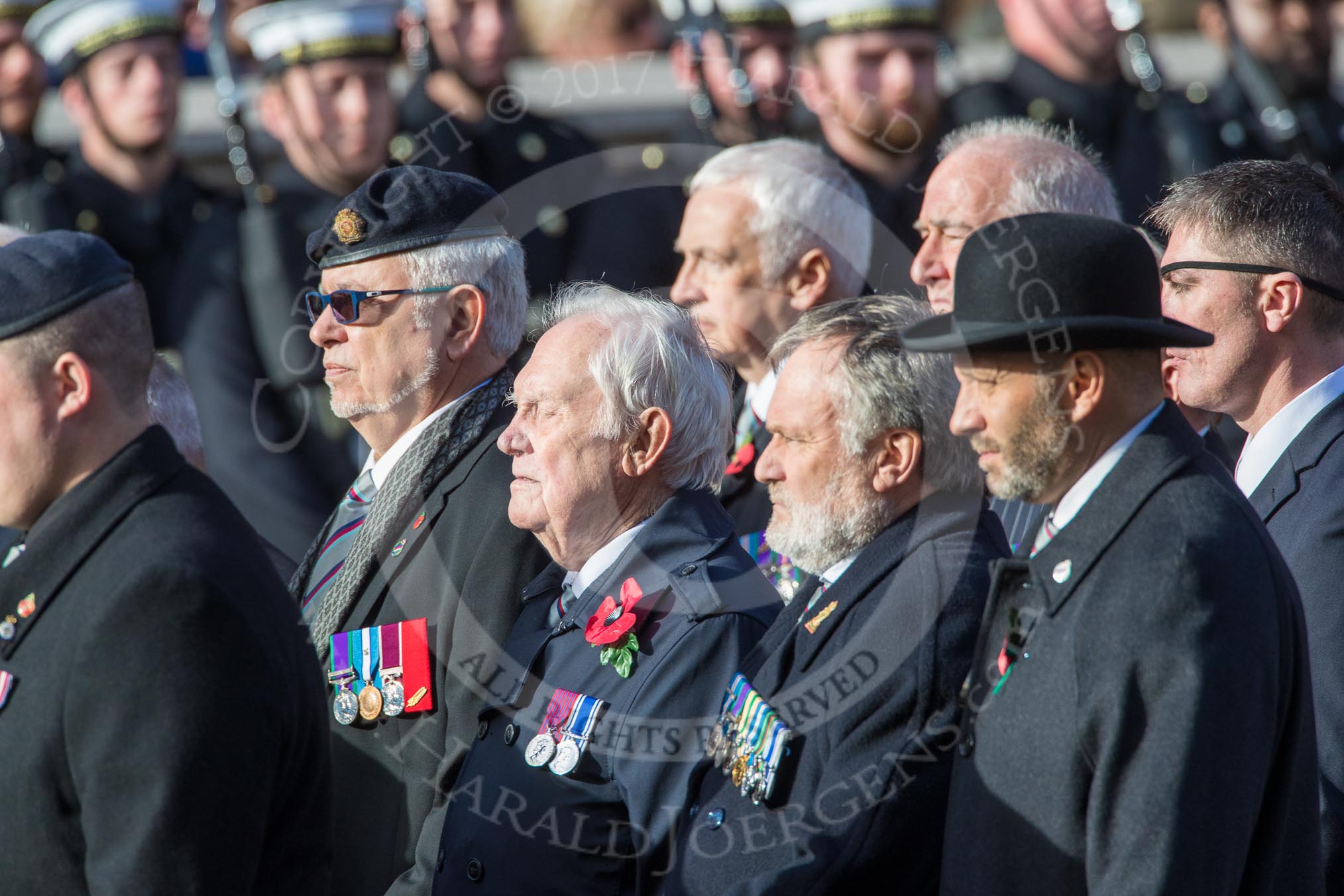 Gallantry Medallists' League (Group F9, 38 members) during the Royal British Legion March Past on Remembrance Sunday at the Cenotaph, Whitehall, Westminster, London, 11 November 2018, 11:51.