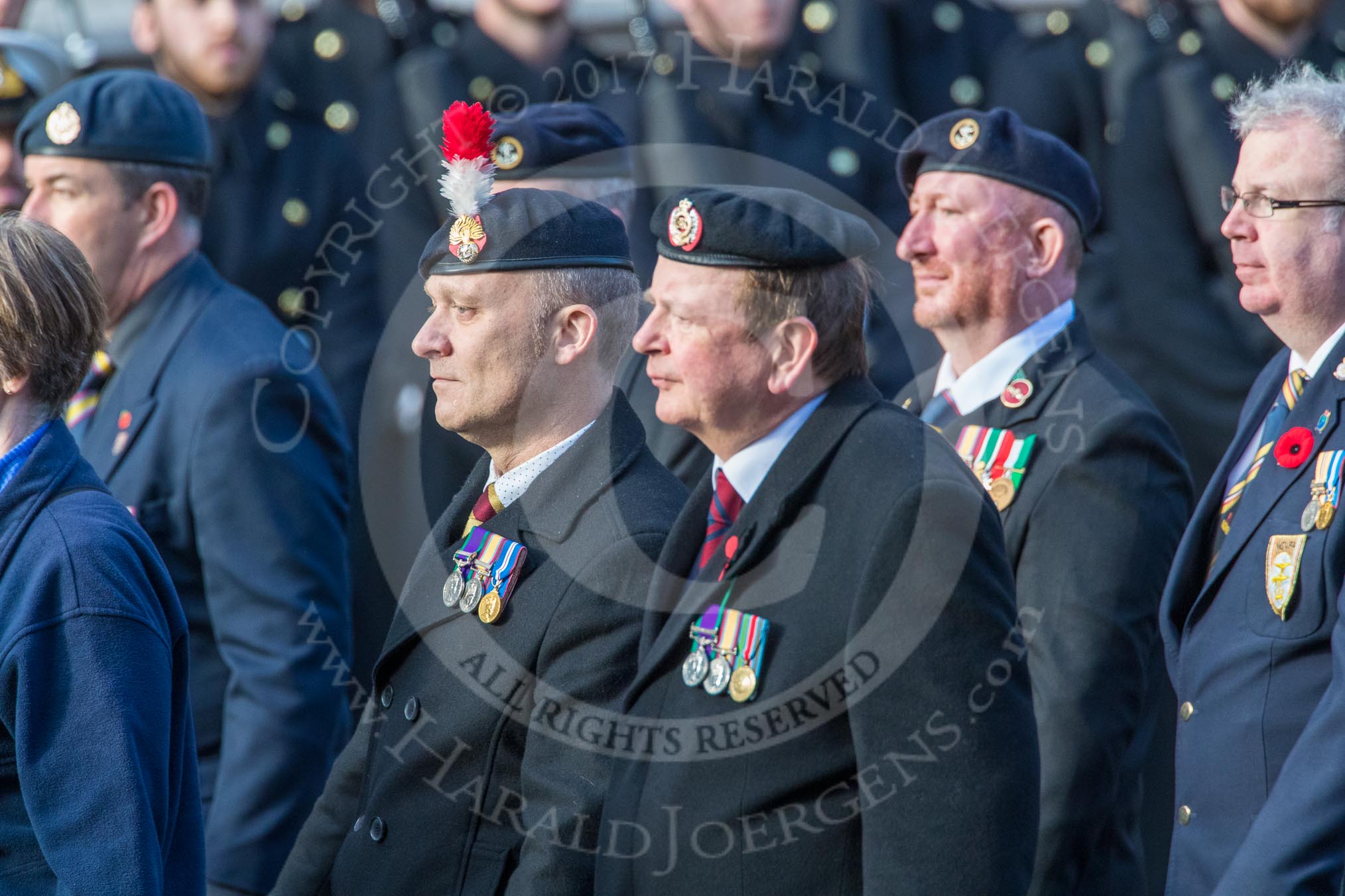 National Gulf Veterans and Families Association (Group F14, 25 members) during the Royal British Legion March Past on Remembrance Sunday at the Cenotaph, Whitehall, Westminster, London, 11 November 2018, 11:52.