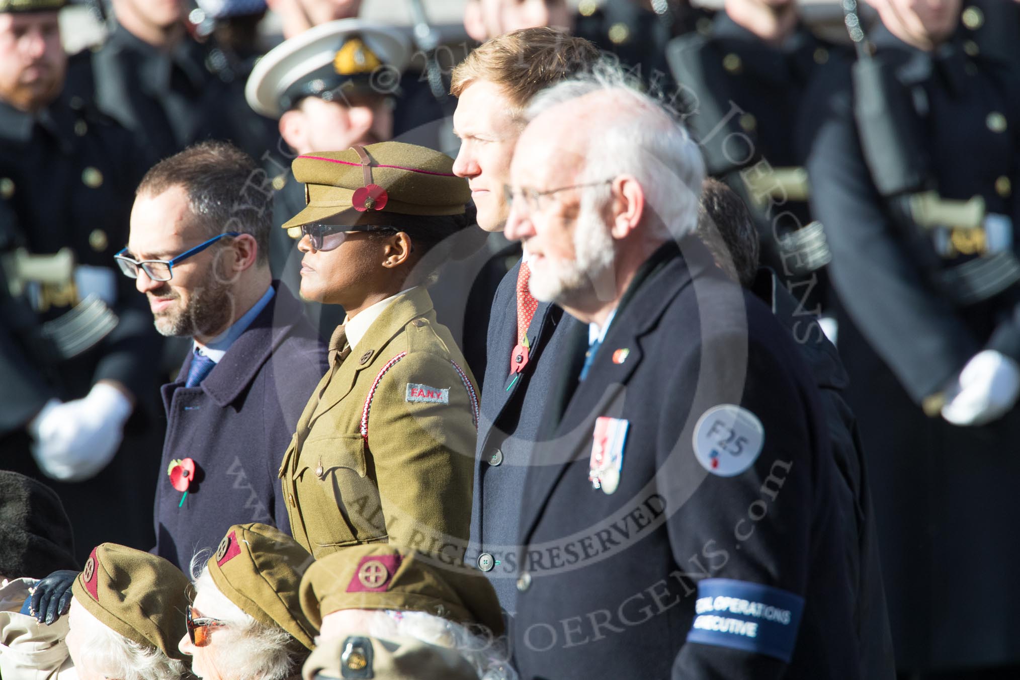 The Special Forces Club (Group F25, 13 members) during the Royal British Legion March Past on Remembrance Sunday at the Cenotaph, Whitehall, Westminster, London, 11 November 2018, 11:54.