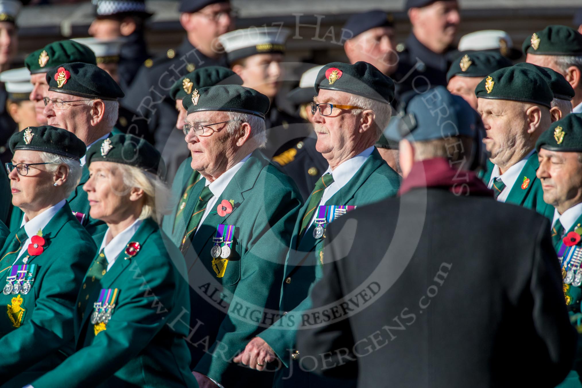 The Regimental Association of The Ulster Defence Regiment (Group A38, 83 members) during the Royal British Legion March Past on Remembrance Sunday at the Cenotaph, Whitehall, Westminster, London, 11 November 2018, 12:03.