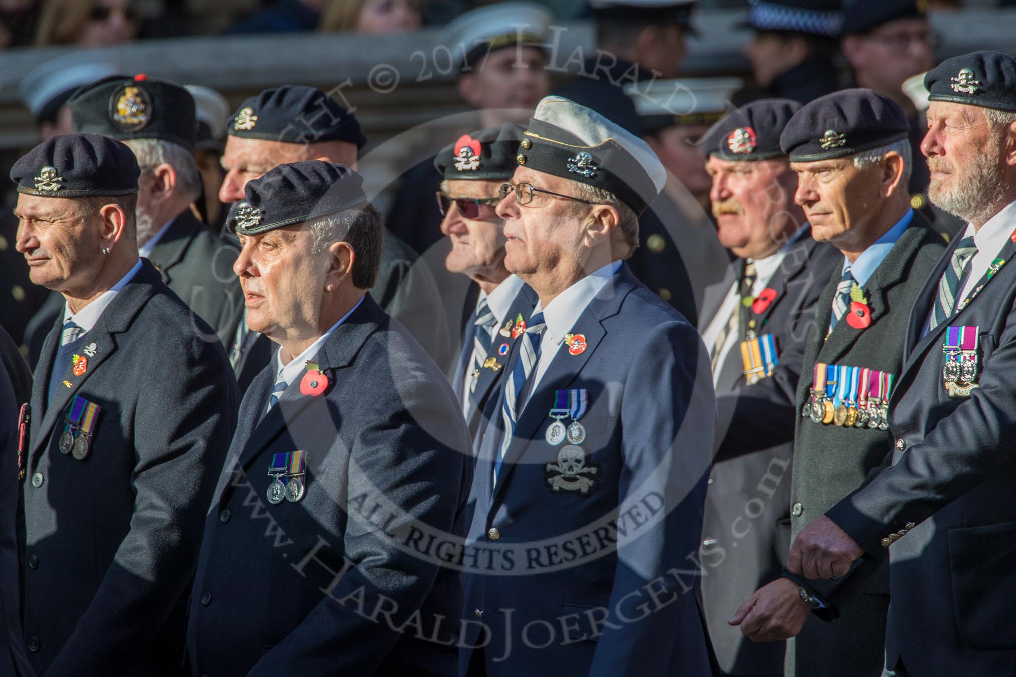 17th/21st Lancers (Death or Glory Boys) Veterans Association (Group B24, 35 members) during the Royal British Legion March Past on Remembrance Sunday at the Cenotaph, Whitehall, Westminster, London, 11 November 2018, 12:11.