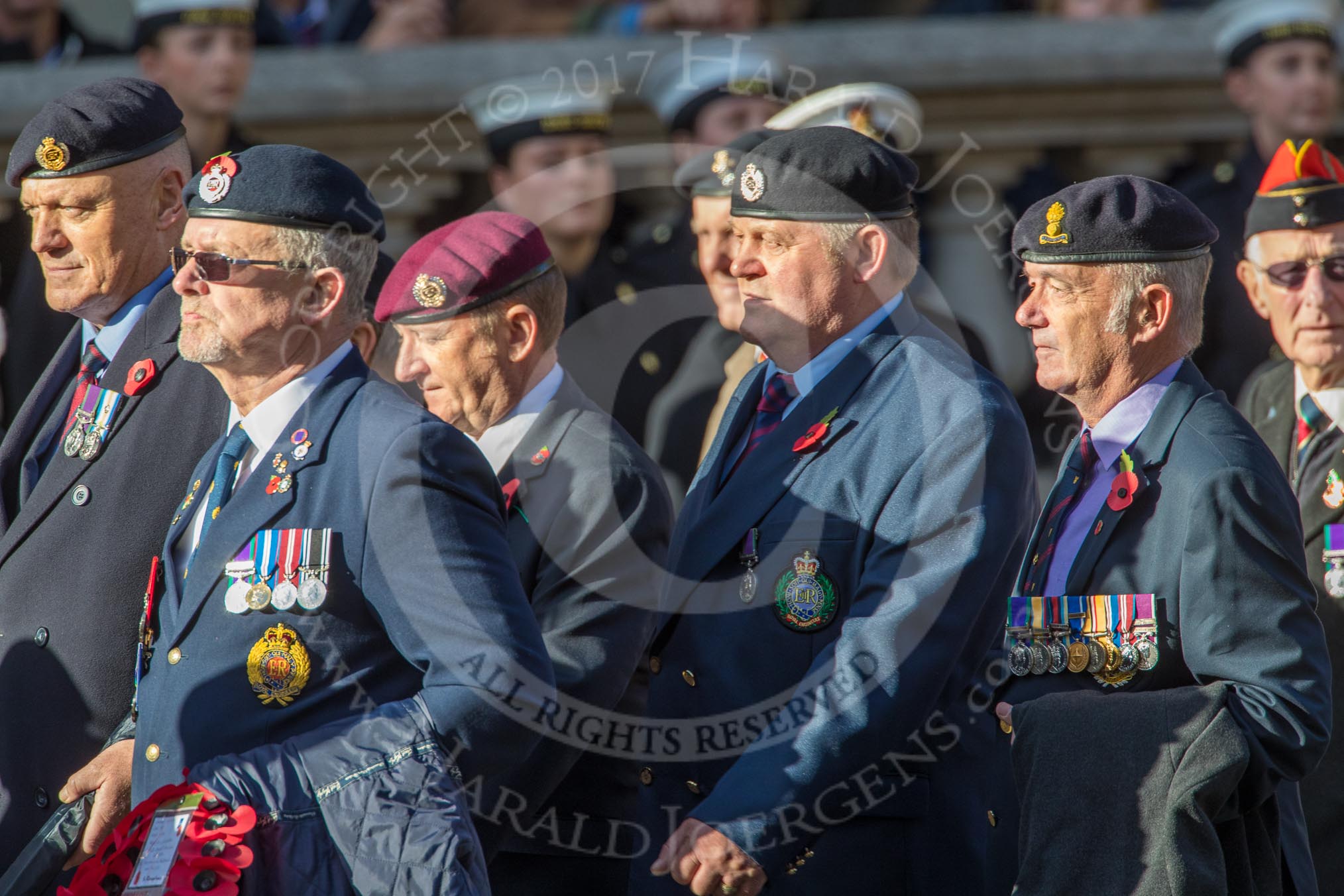 Beachley Old Boys' Association (BOBA) (Group B25, 29 members) during the Royal British Legion March Past on Remembrance Sunday at the Cenotaph, Whitehall, Westminster, London, 11 November 2018, 12:11.