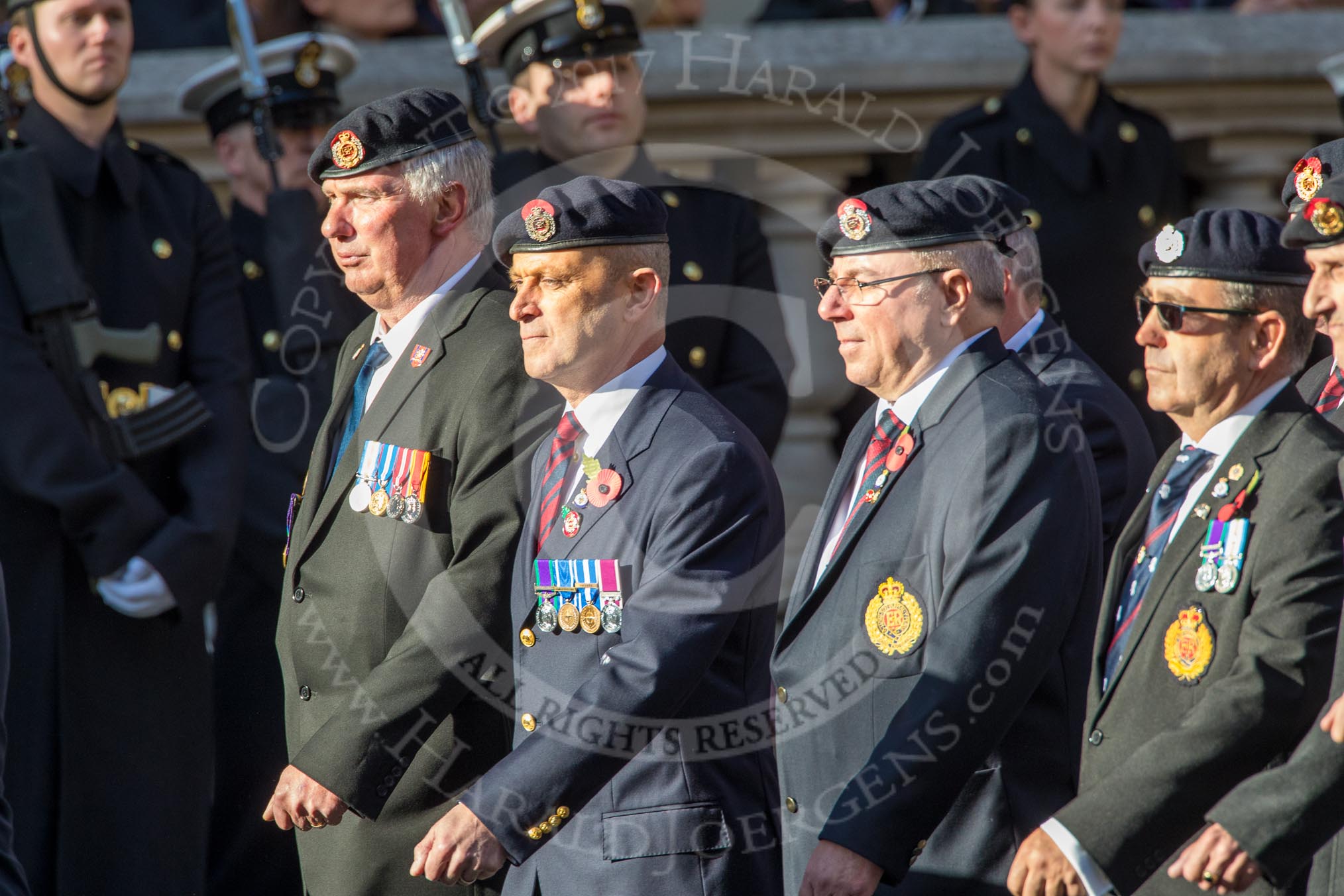 50 FD SQN (CONST) Royal Engineers (Group B30, 35 members) during the Royal British Legion March Past on Remembrance Sunday at the Cenotaph, Whitehall, Westminster, London, 11 November 2018, 12:12.