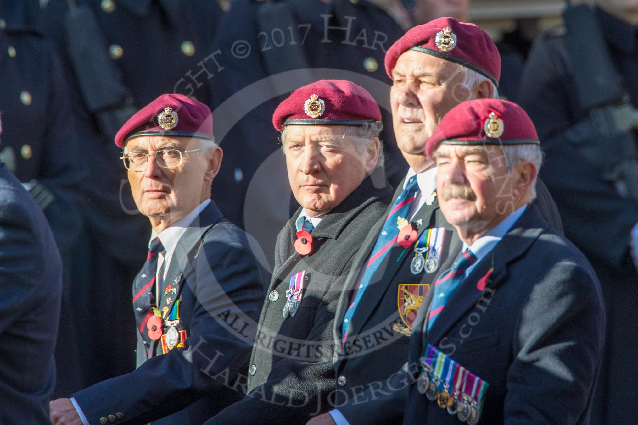 Airborne Engineers Association (Group B31, 20 members) during the Royal British Legion March Past on Remembrance Sunday at the Cenotaph, Whitehall, Westminster, London, 11 November 2018, 12:12.