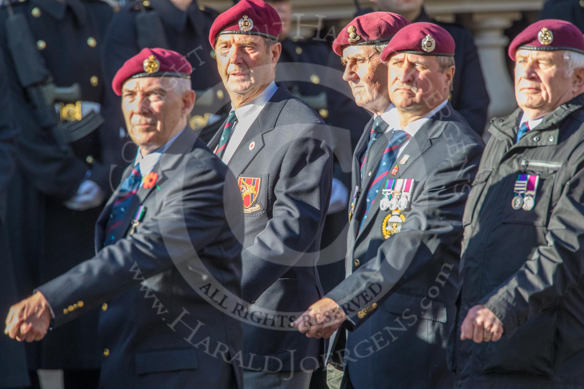 Airborne Engineers Association (Group B31, 20 members) during the Royal British Legion March Past on Remembrance Sunday at the Cenotaph, Whitehall, Westminster, London, 11 November 2018, 12:12.