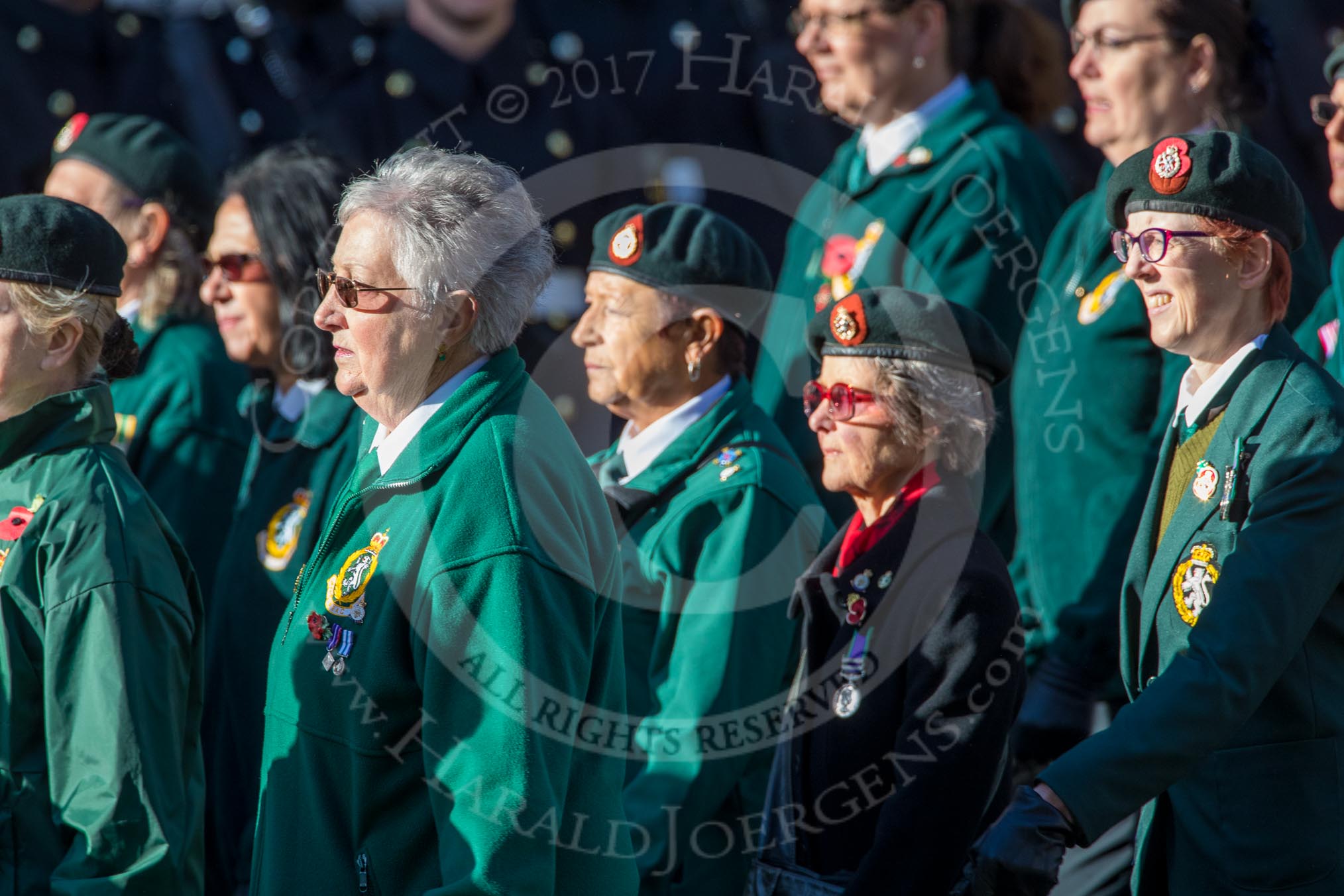 WRAC Association (Group B40, 95 members) during the Royal British Legion March Past on Remembrance Sunday at the Cenotaph, Whitehall, Westminster, London, 11 November 2018, 12:13.