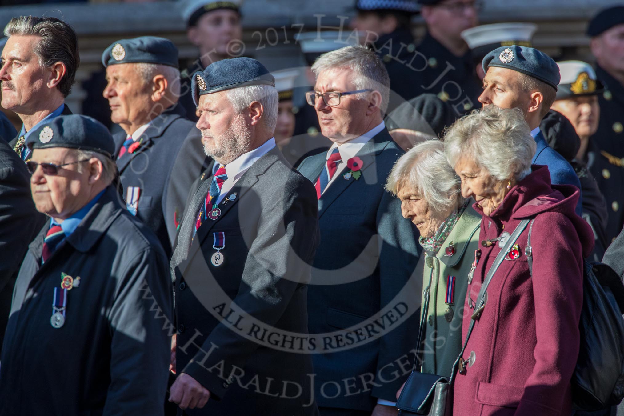 Royal Air Forces Association (Group C1, 155 members) during the Royal British Legion March Past on Remembrance Sunday at the Cenotaph, Whitehall, Westminster, London, 11 November 2018, 12:14.