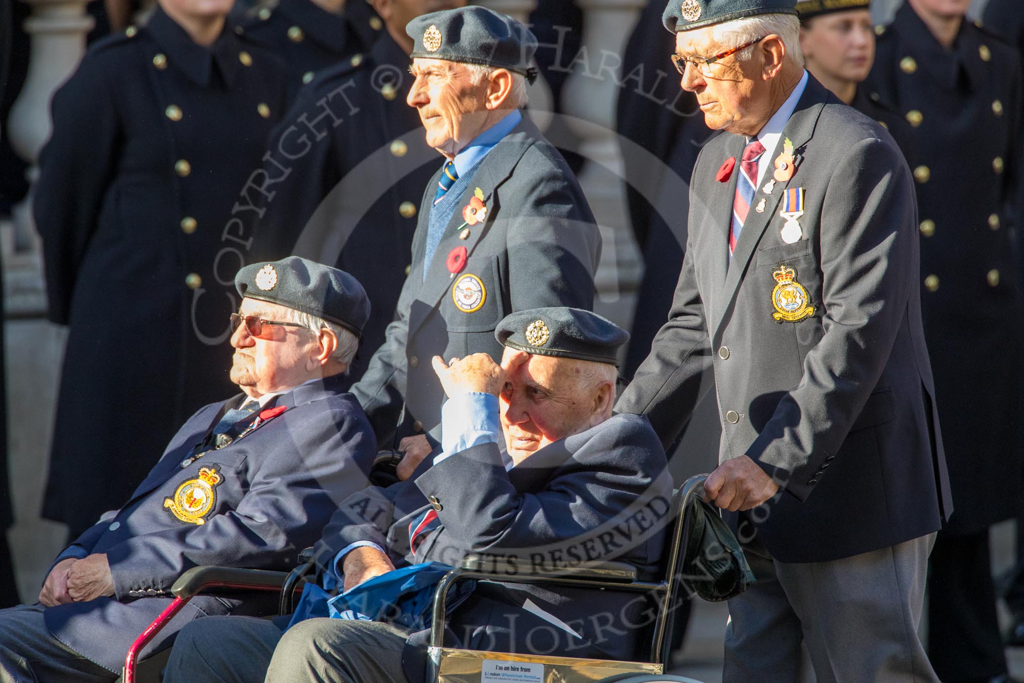 RAF Linguists' Associations (RAFLing) (Group C6, 20 members) during the Royal British Legion March Past on Remembrance Sunday at the Cenotaph, Whitehall, Westminster, London, 11 November 2018, 12:15.