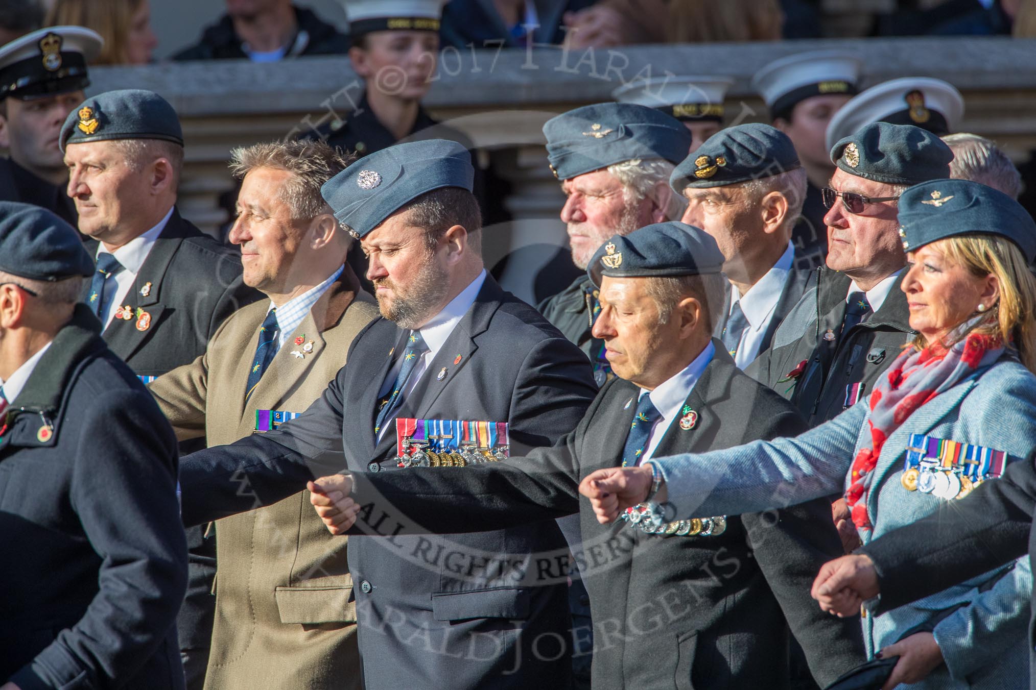 RAF Movements and Mobile Air Movements Squadrons Association (Group C15, 50 members) during the Royal British Legion March Past on Remembrance Sunday at the Cenotaph, Whitehall, Westminster, London, 11 November 2018, 12:16.