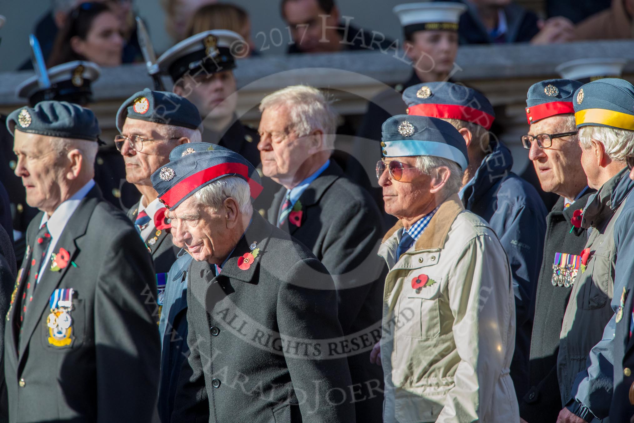 Federation of Royal Air Force Apprentices and Boy Entrants (Group C20, 68 members) during the Royal British Legion March Past on Remembrance Sunday at the Cenotaph, Whitehall, Westminster, London, 11 November 2018, 12:17.