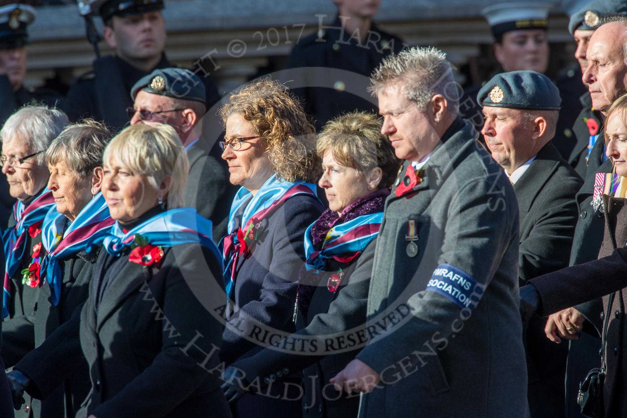 Princess Mary's Royal Air Force Nursing Association (Group C22, 38 members) during the Royal British Legion March Past on Remembrance Sunday at the Cenotaph, Whitehall, Westminster, London, 11 November 2018, 12:17.