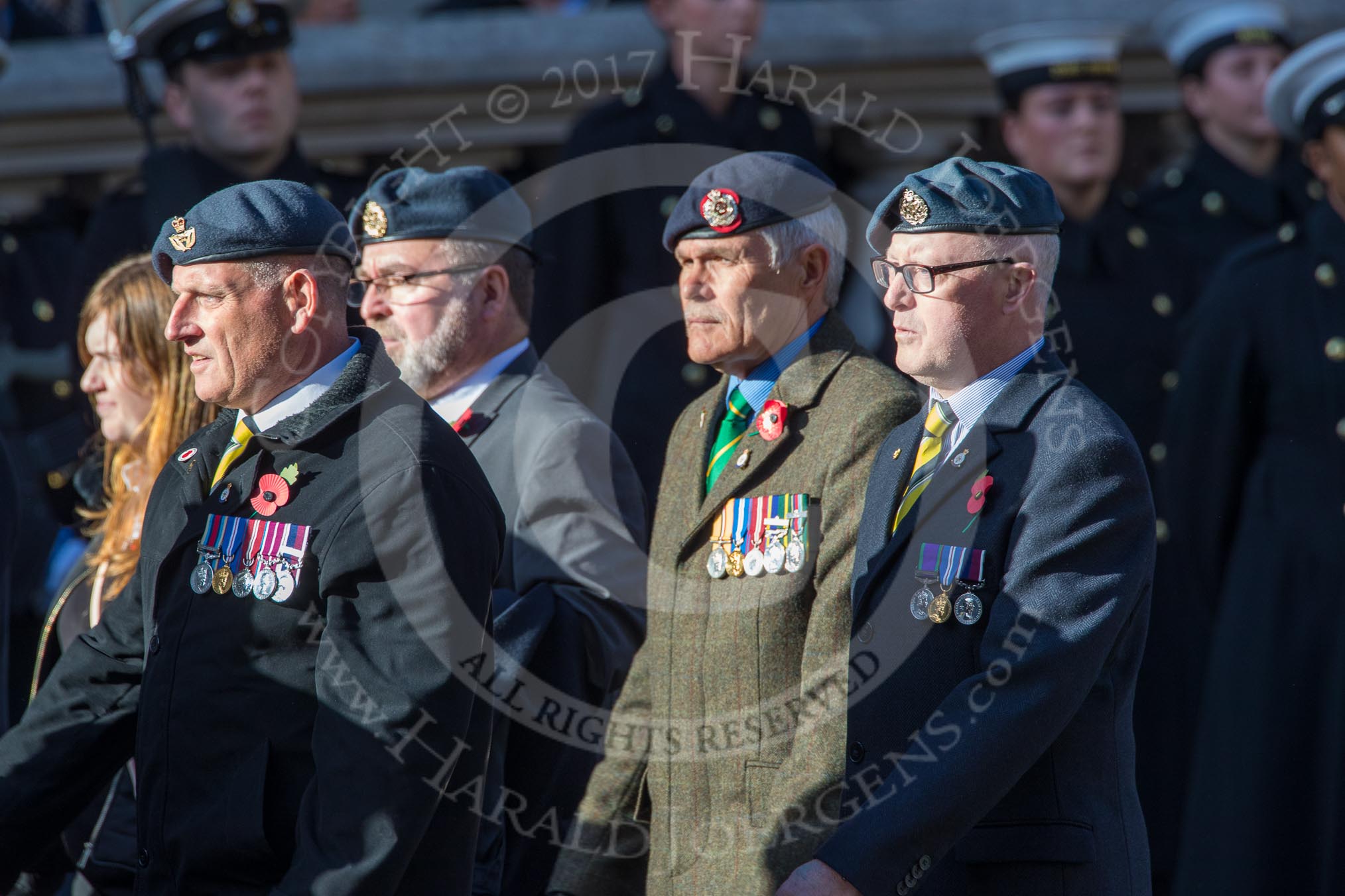 Royal Air Force Survival Equipment (squippers) Association (Group C23, 50 members) during the Royal British Legion March Past on Remembrance Sunday at the Cenotaph, Whitehall, Westminster, London, 11 November 2018, 12:18.