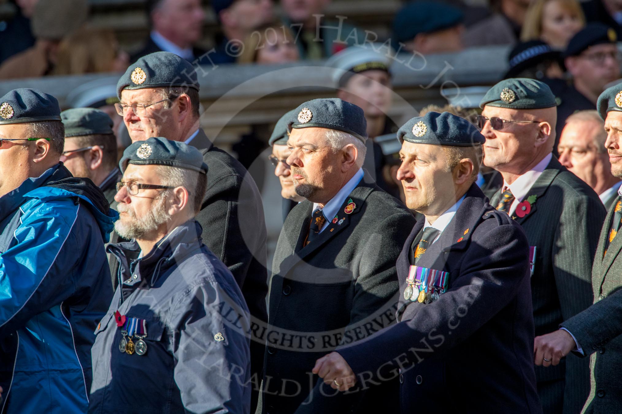 Royal Air Forces Association Armourers Branch (Group C26, 45 members) during the Royal British Legion March Past on Remembrance Sunday at the Cenotaph, Whitehall, Westminster, London, 11 November 2018, 12:18.