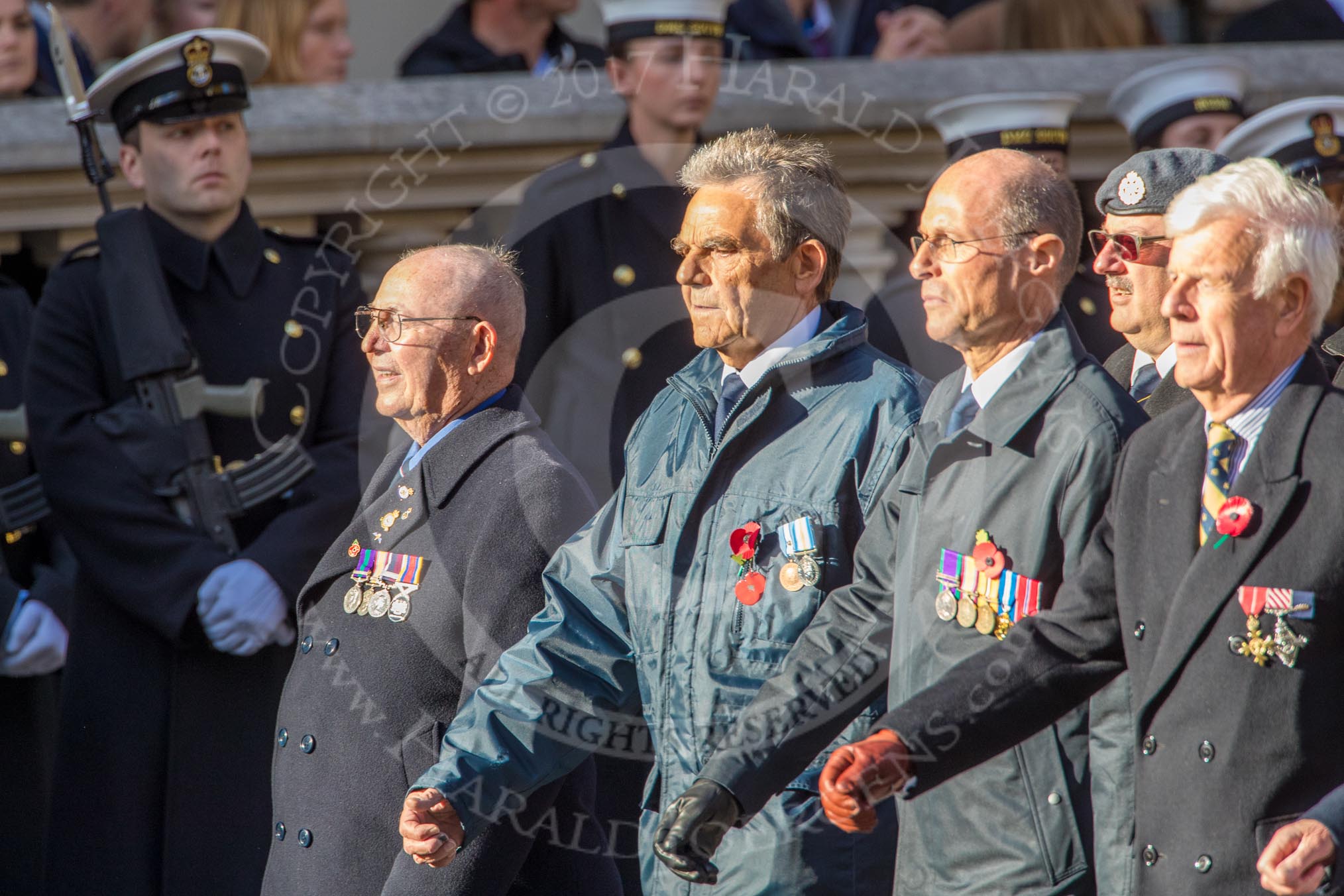 84 Squadron Association (Group C29, 15 members) during the Royal British Legion March Past on Remembrance Sunday at the Cenotaph, Whitehall, Westminster, London, 11 November 2018, 12:19.