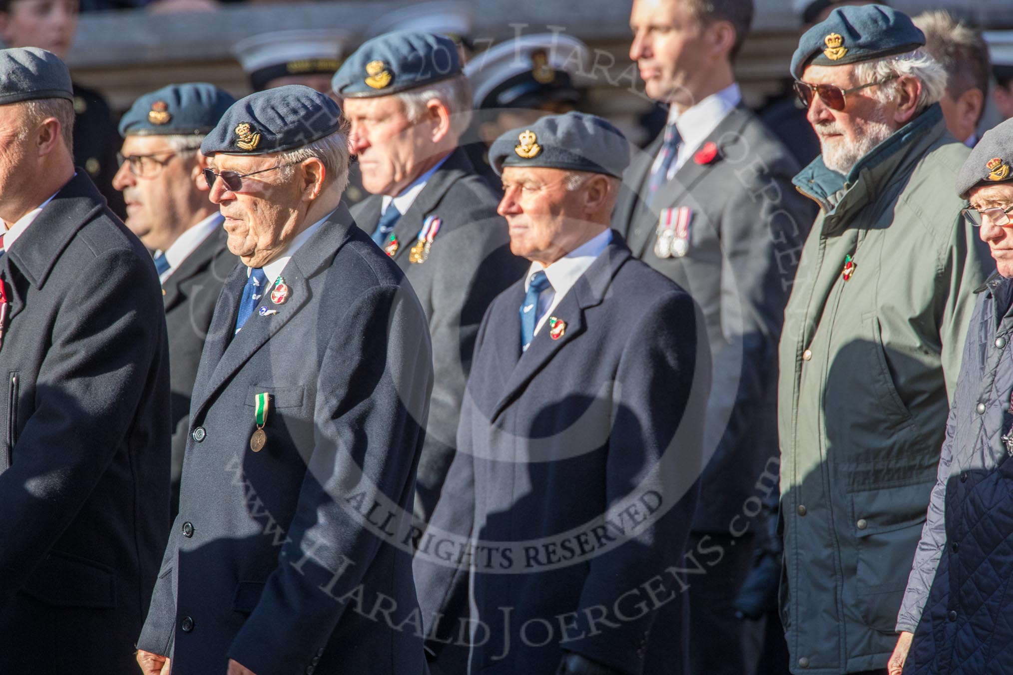 PJI Canopy Club Association (Group C32, 22 members) during the Royal British Legion March Past on Remembrance Sunday at the Cenotaph, Whitehall, Westminster, London, 11 November 2018, 12:19.