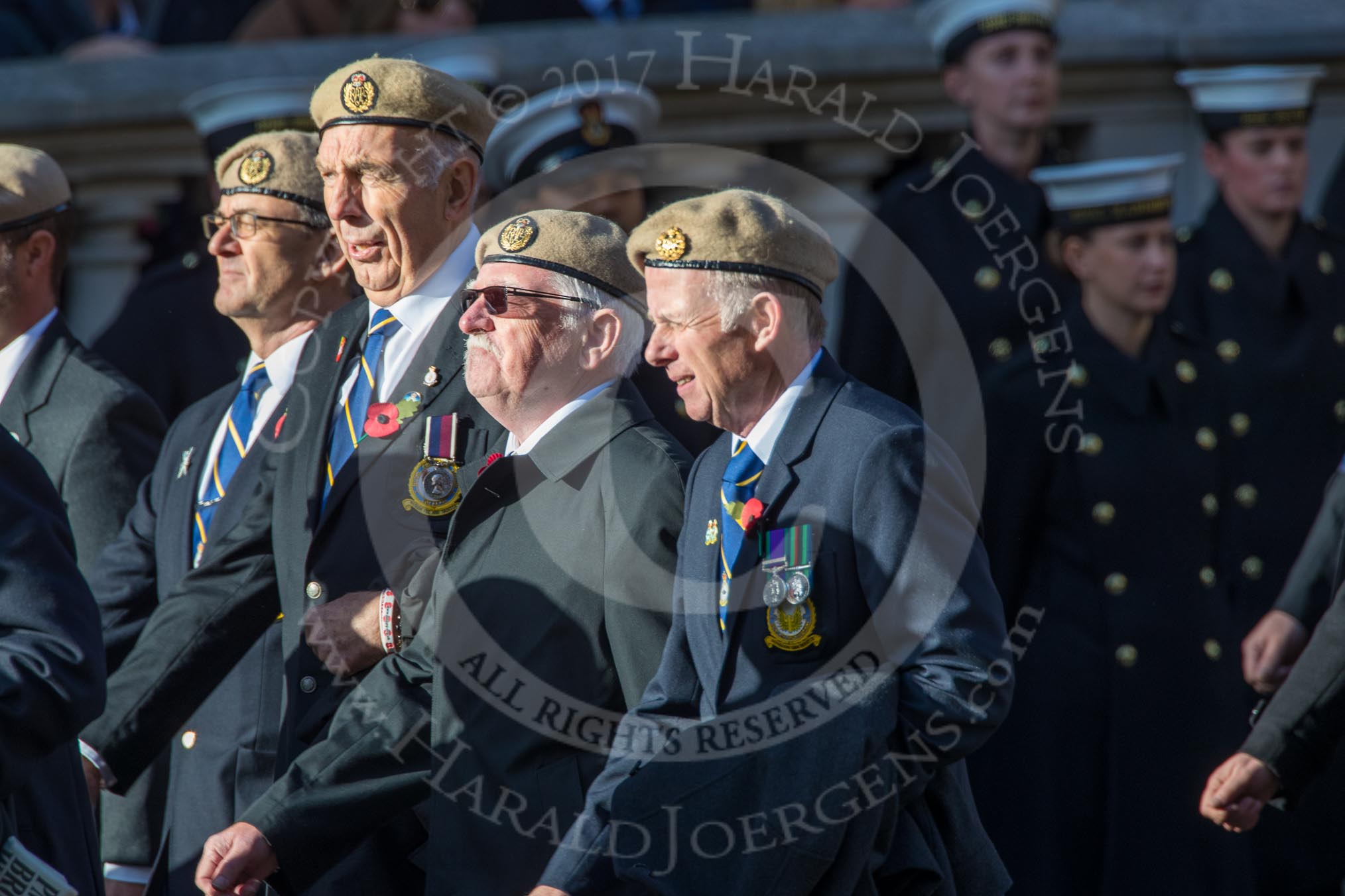 The RAF Masirah & RAF Salalah Veterans Association (Group C35, 20 members) during the Royal British Legion March Past on Remembrance Sunday at the Cenotaph, Whitehall, Westminster, London, 11 November 2018, 12:19.