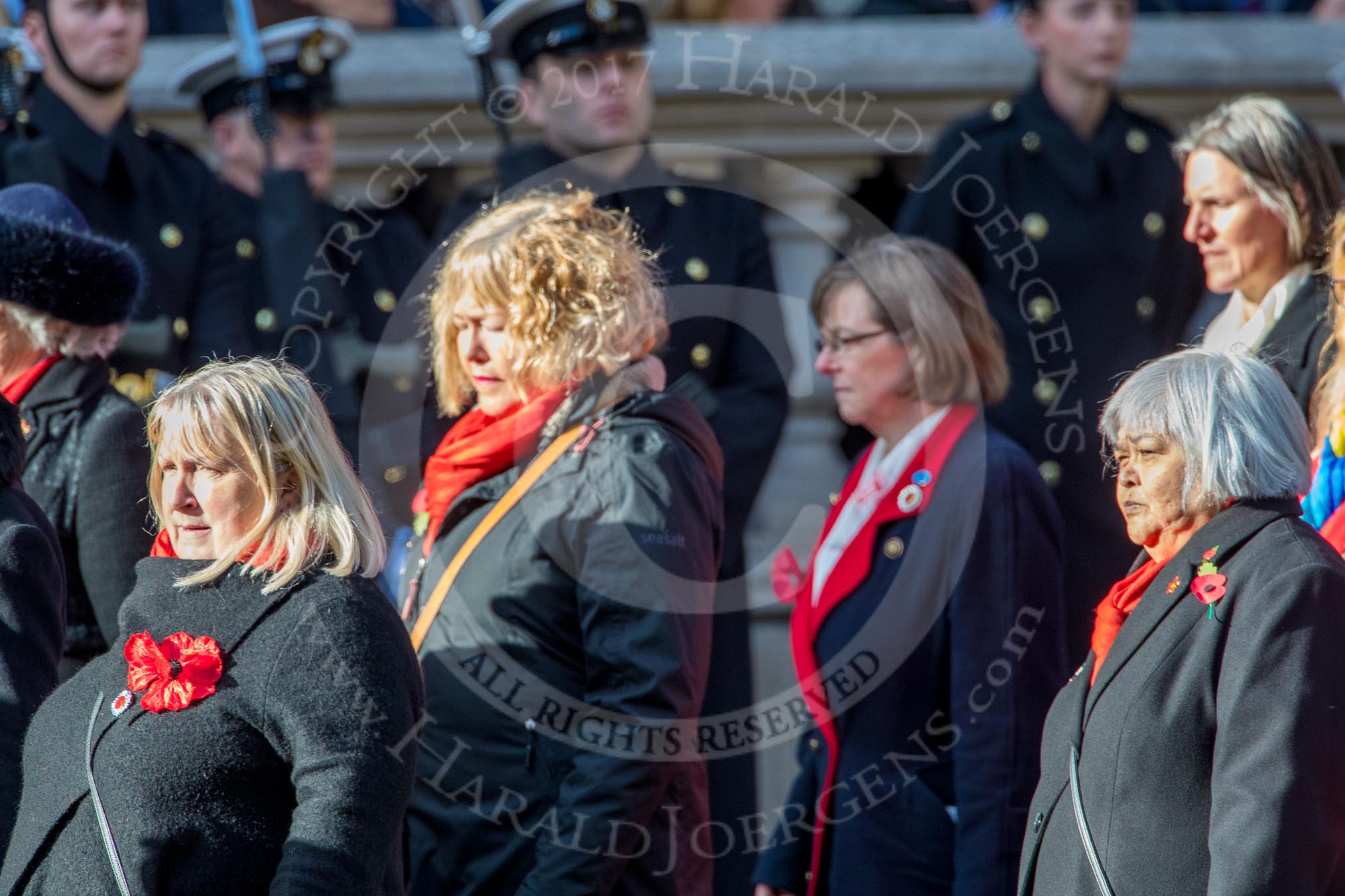 War Widow RAF (Group D10, 4 members) during the Royal British Legion March Past on Remembrance Sunday at the Cenotaph, Whitehall, Westminster, London, 11 November 2018, 12:21.