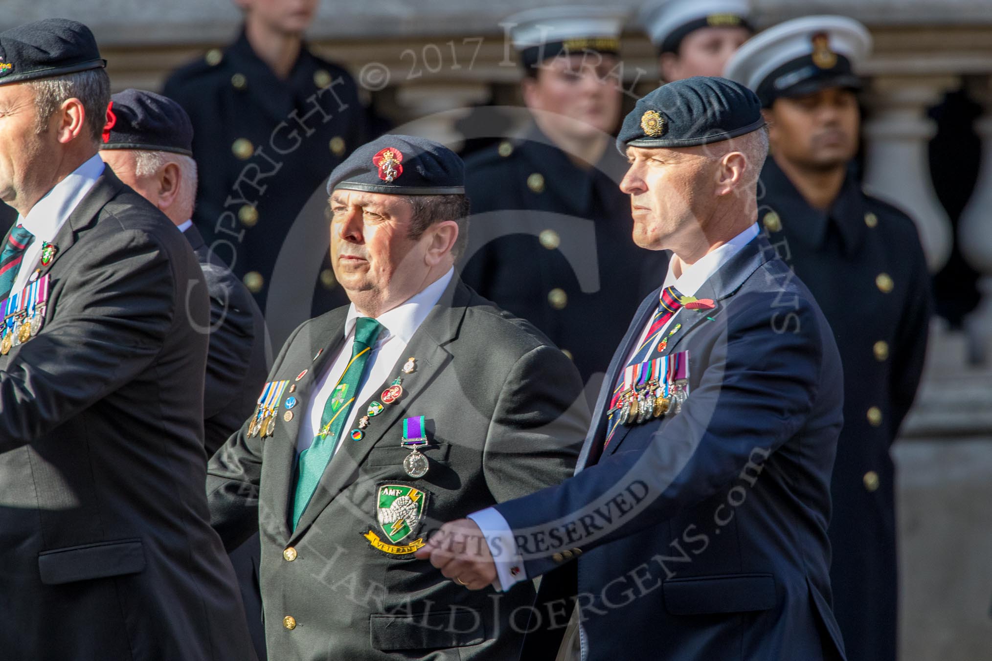 Allied Command in Europe Mobile Force AMF(L) (Group D13, 61 members) during the Royal British Legion March Past on Remembrance Sunday at the Cenotaph, Whitehall, Westminster, London, 11 November 2018, 12:22.