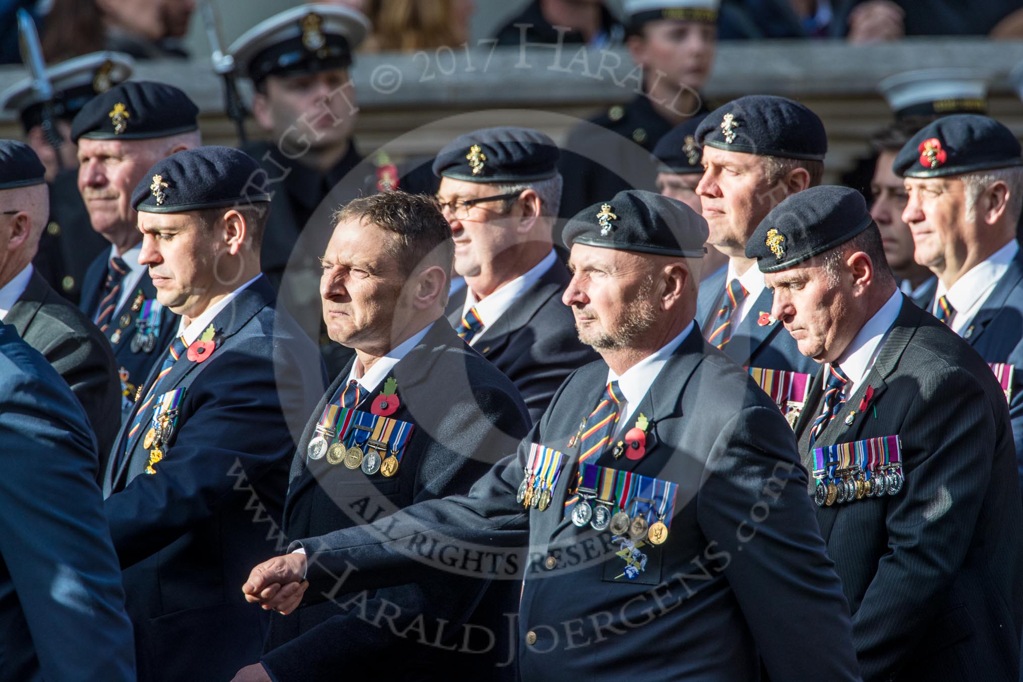 The Royal British Legion (Group D15, 150 members) during the Royal British Legion March Past on Remembrance Sunday at the Cenotaph, Whitehall, Westminster, London, 11 November 2018, 12:22.